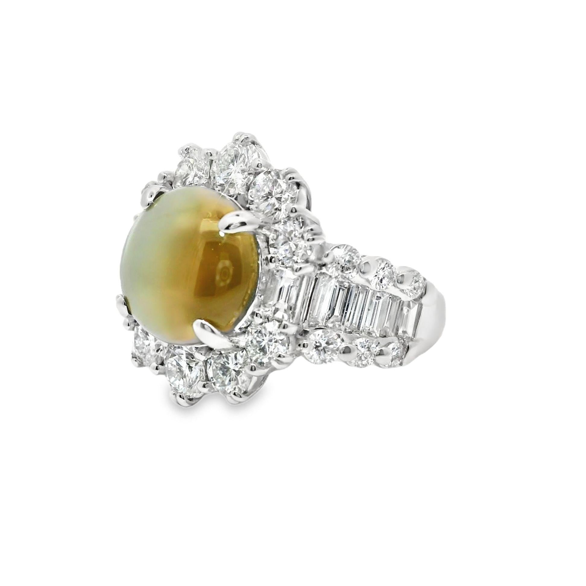 Cats Eye Chrysoberyl Diamond Cocktail Ring