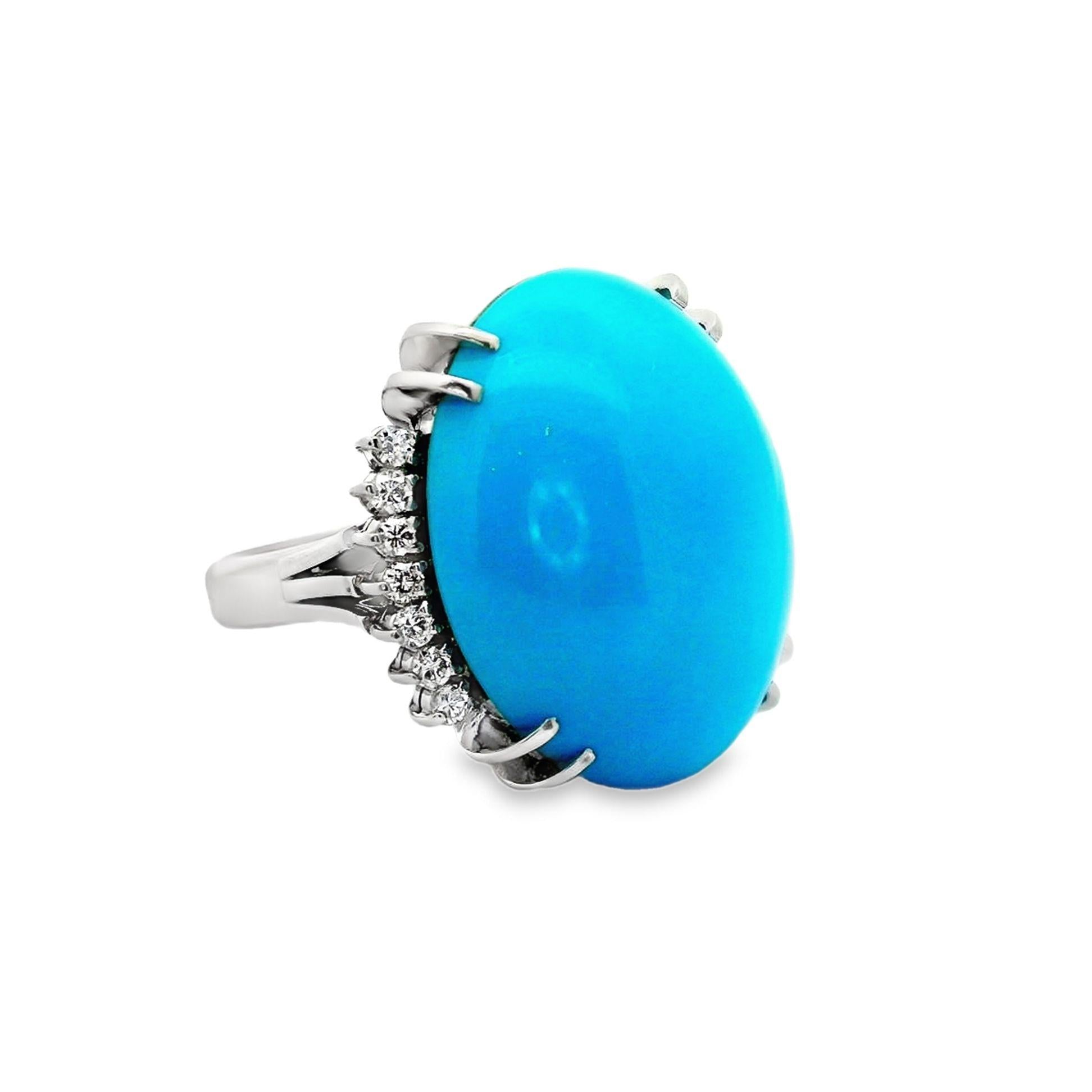 Turquoise Diamond Platinum Cocktail Ring