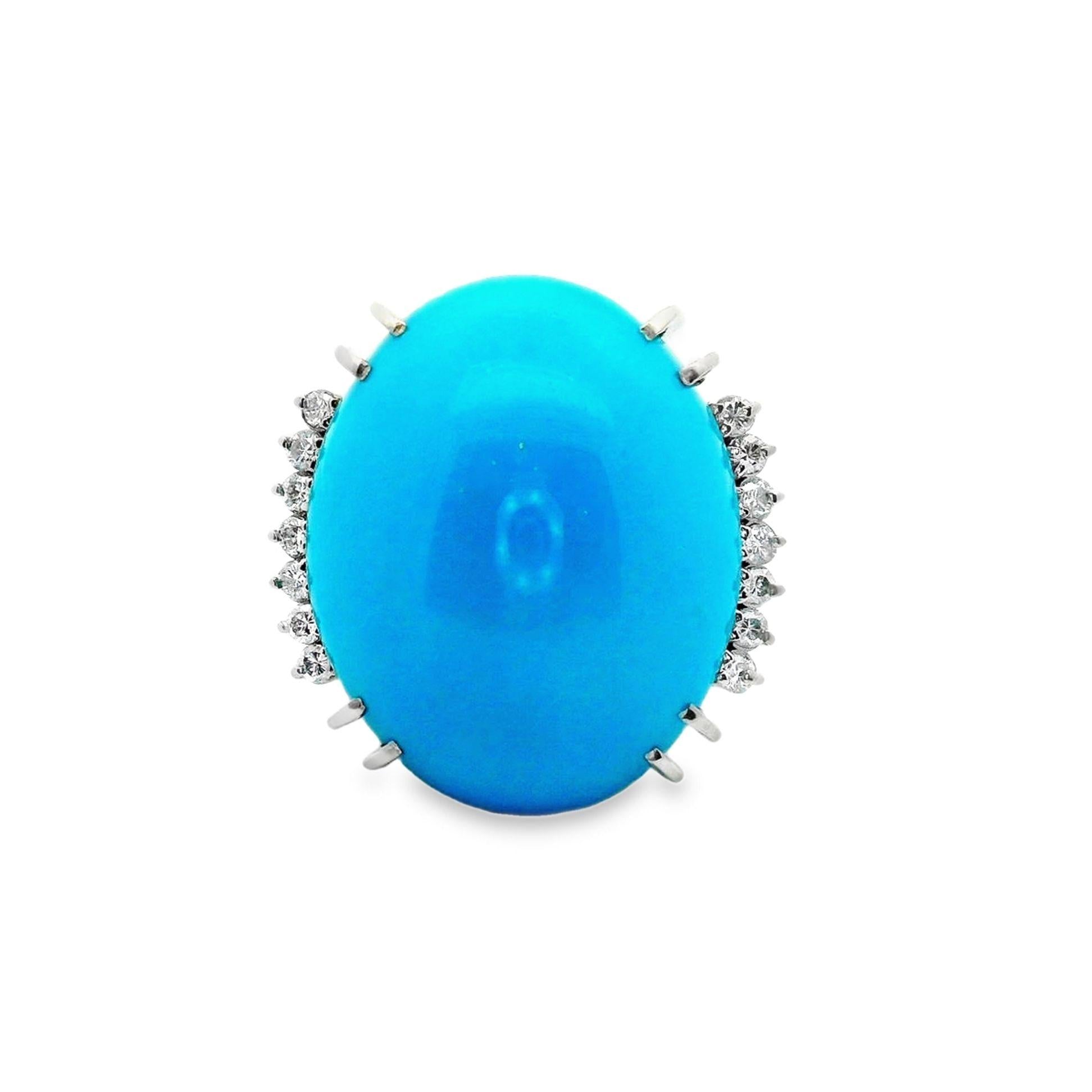 Turquoise Diamond Platinum Cocktail Ring