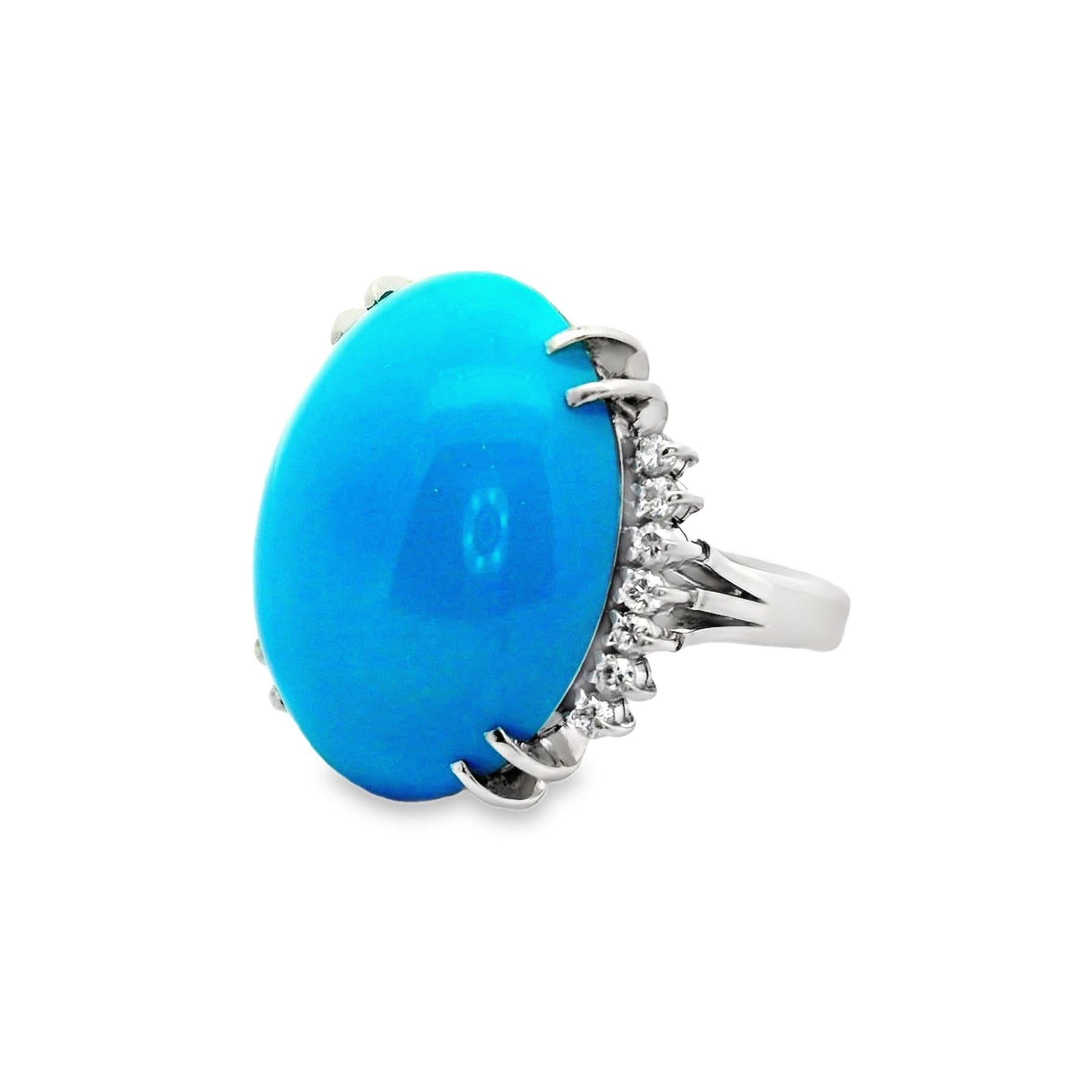 Turquoise Diamond Platinum Cocktail Ring