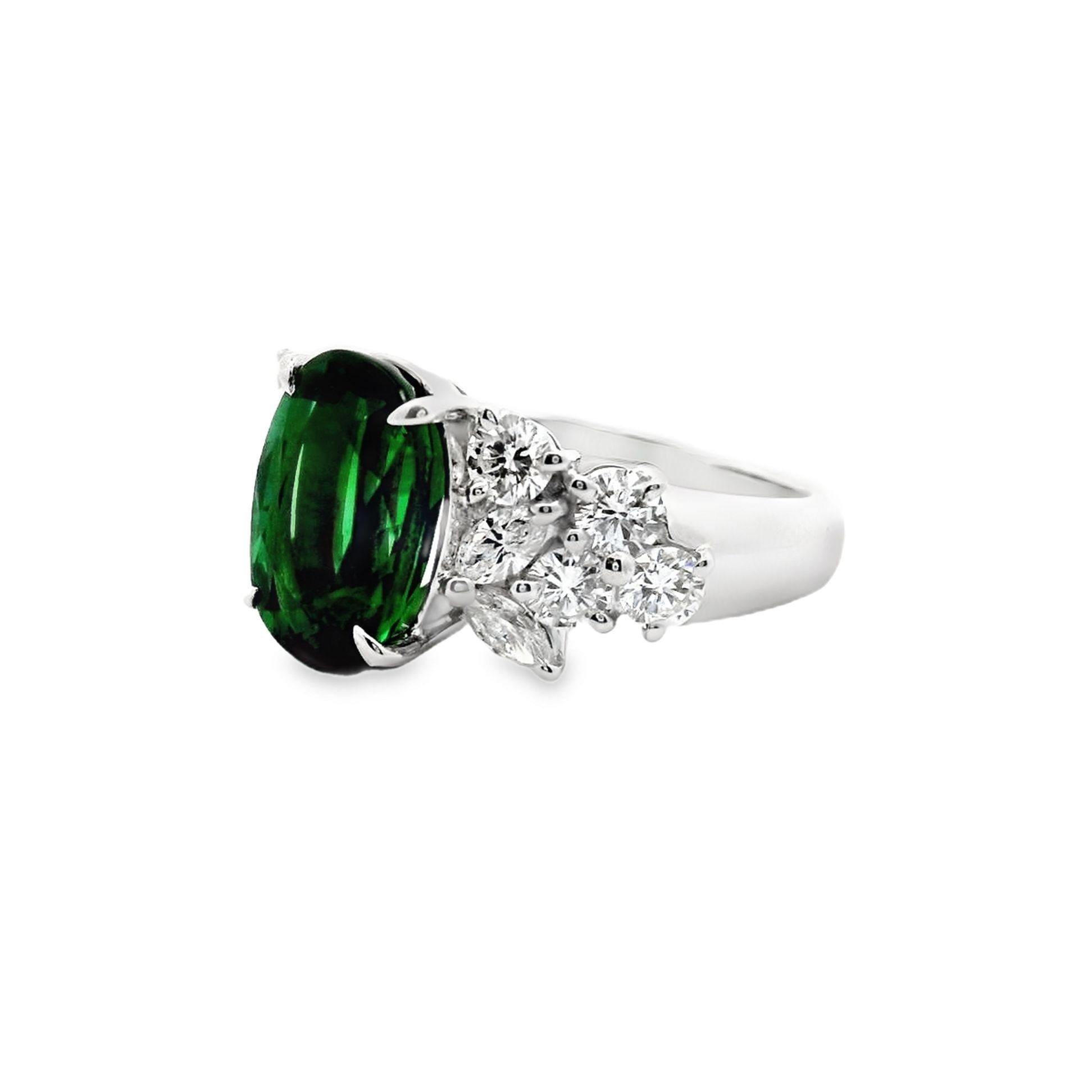 3.45 Carat Tsavorite Diamond Platinum Ring