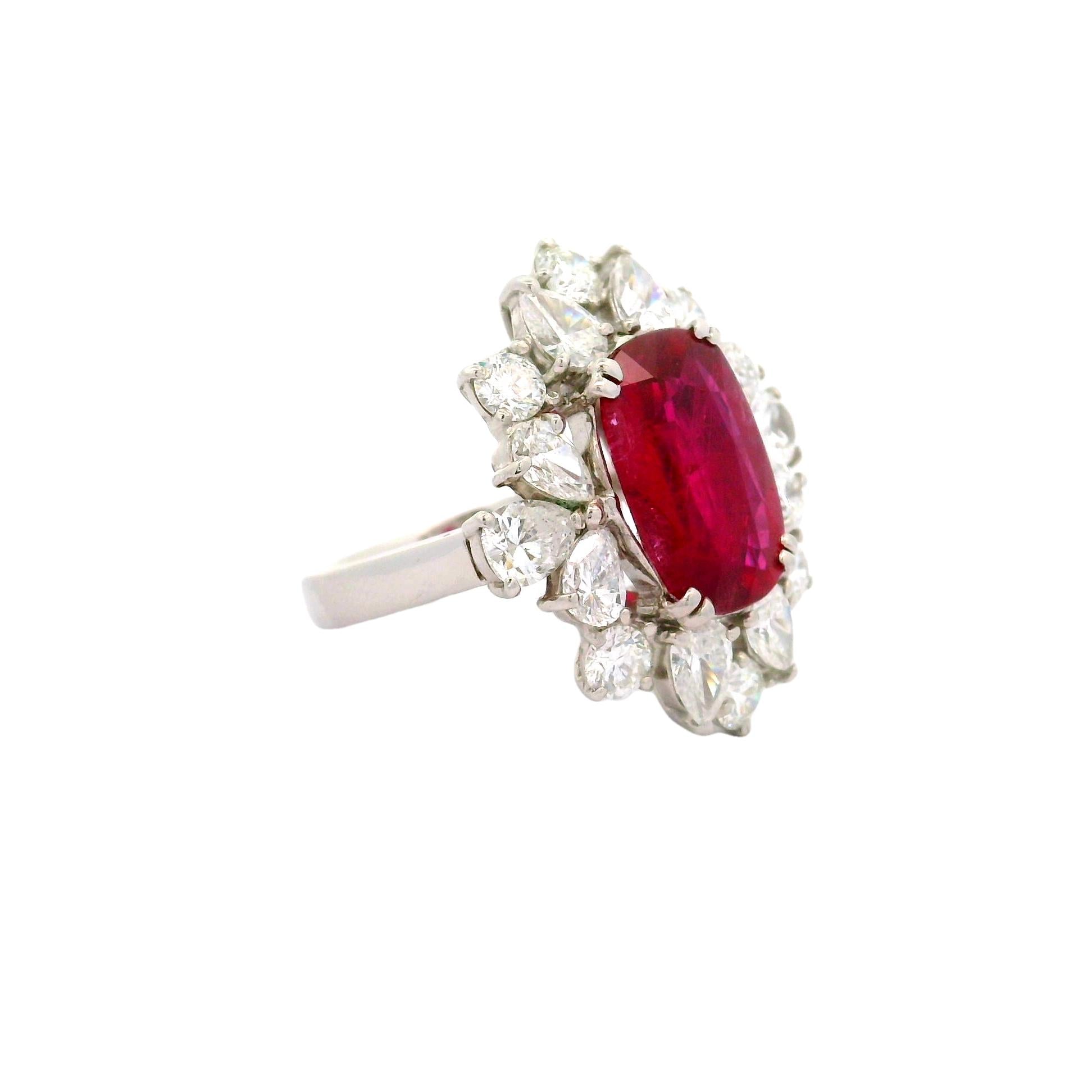 6.16 Carat Ruby Diamond Platinum Ring