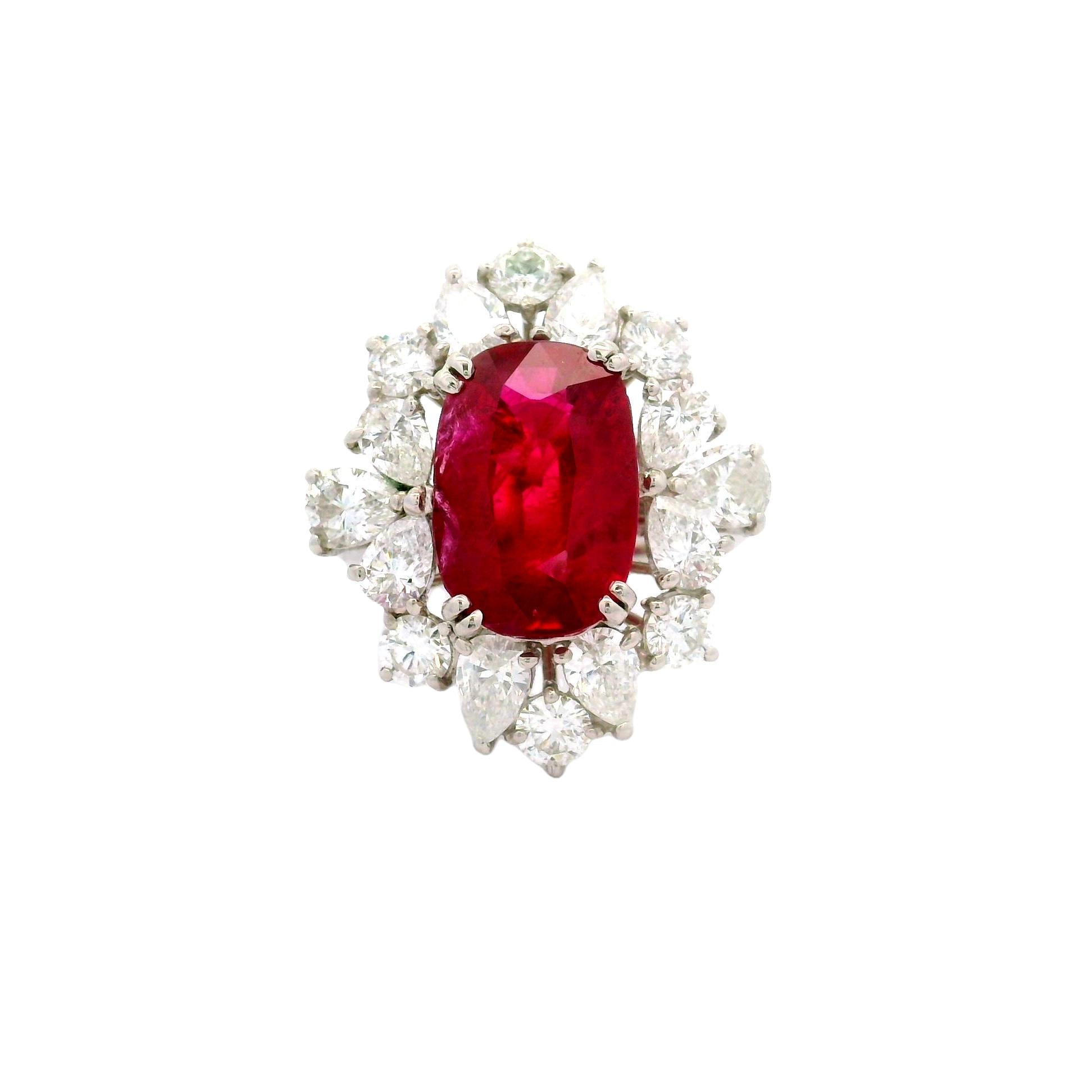 6.16 Carat Ruby Diamond Platinum Ring