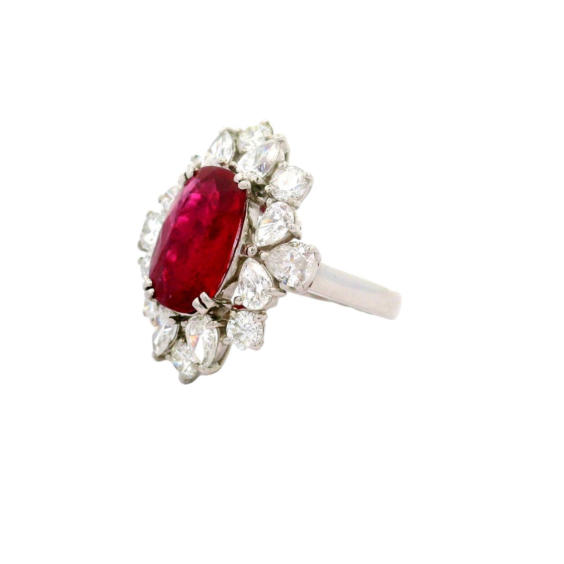 6.16 Carat Ruby Diamond Platinum Ring