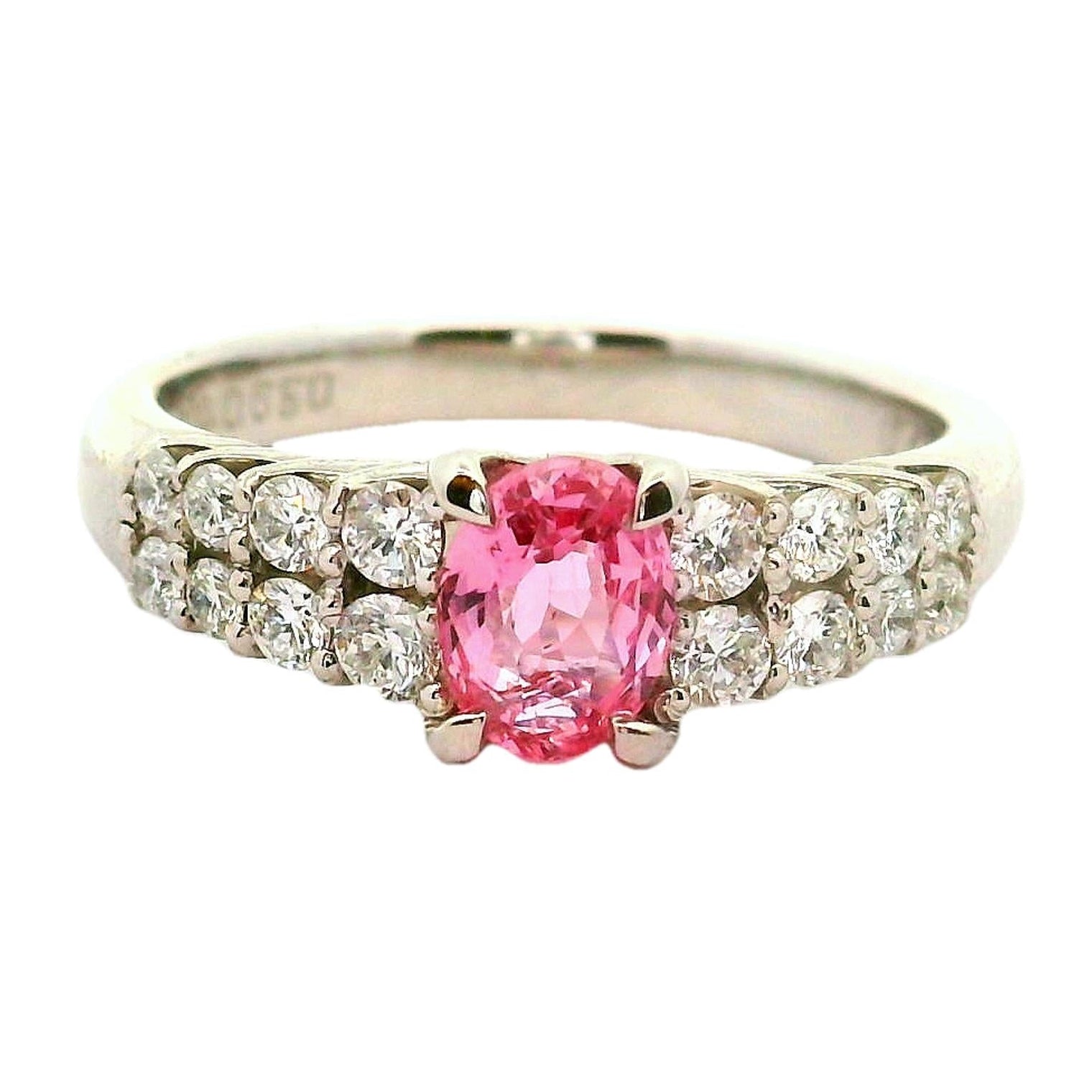 Padparadscha Sapphire Diamond Platinum Ring