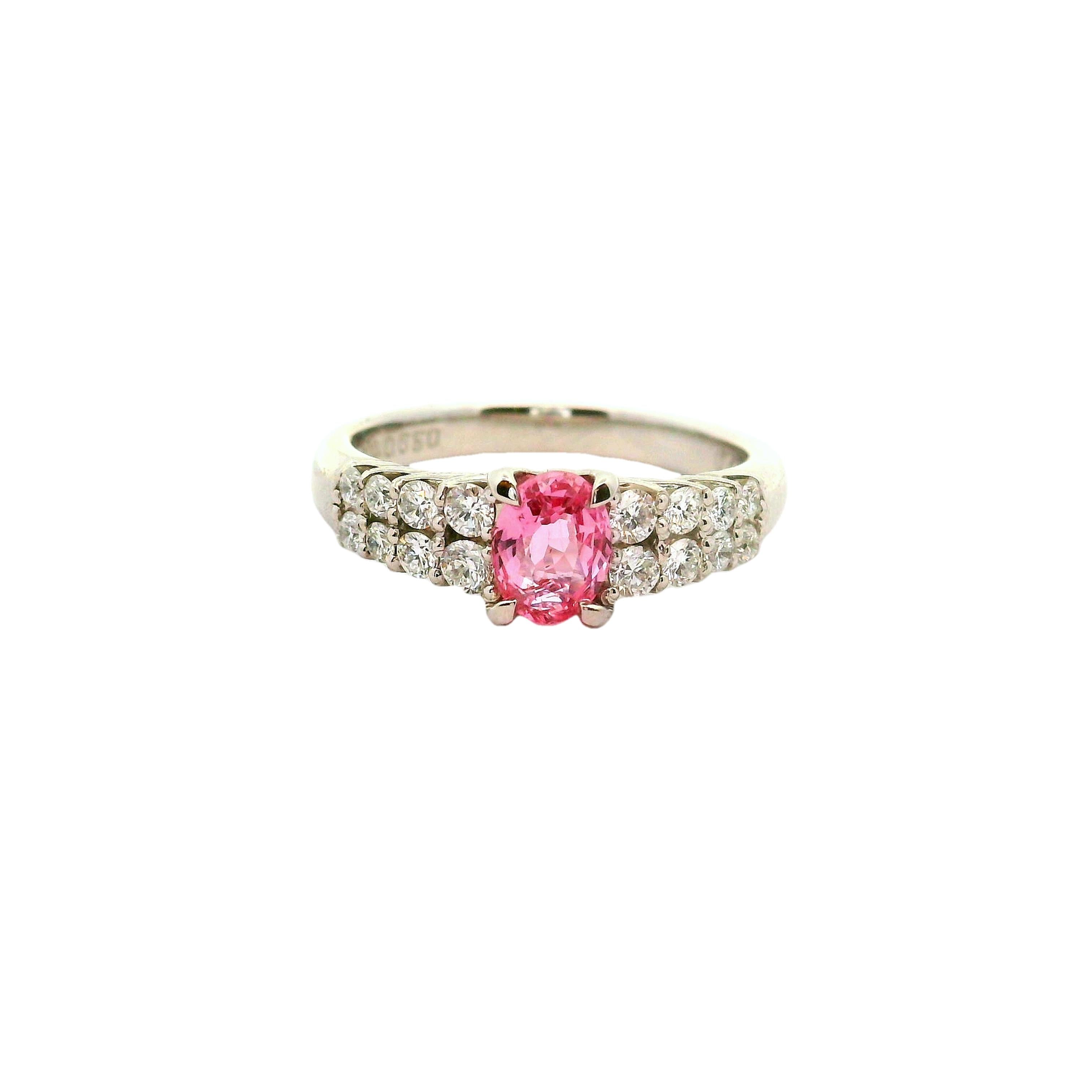 Padparadscha Sapphire Diamond Platinum Ring