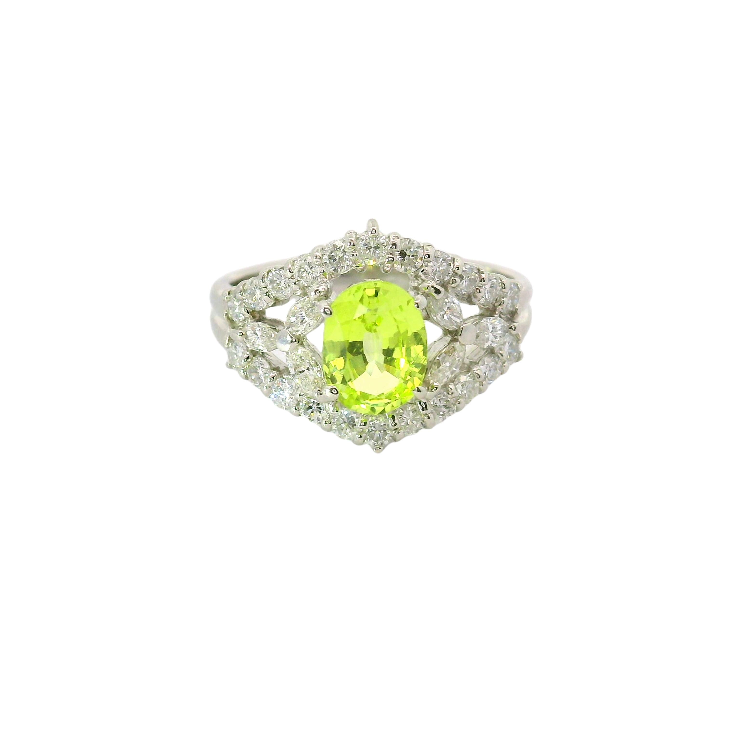 1.31 Carat Chrysoberyl Diamond Platinum Ring