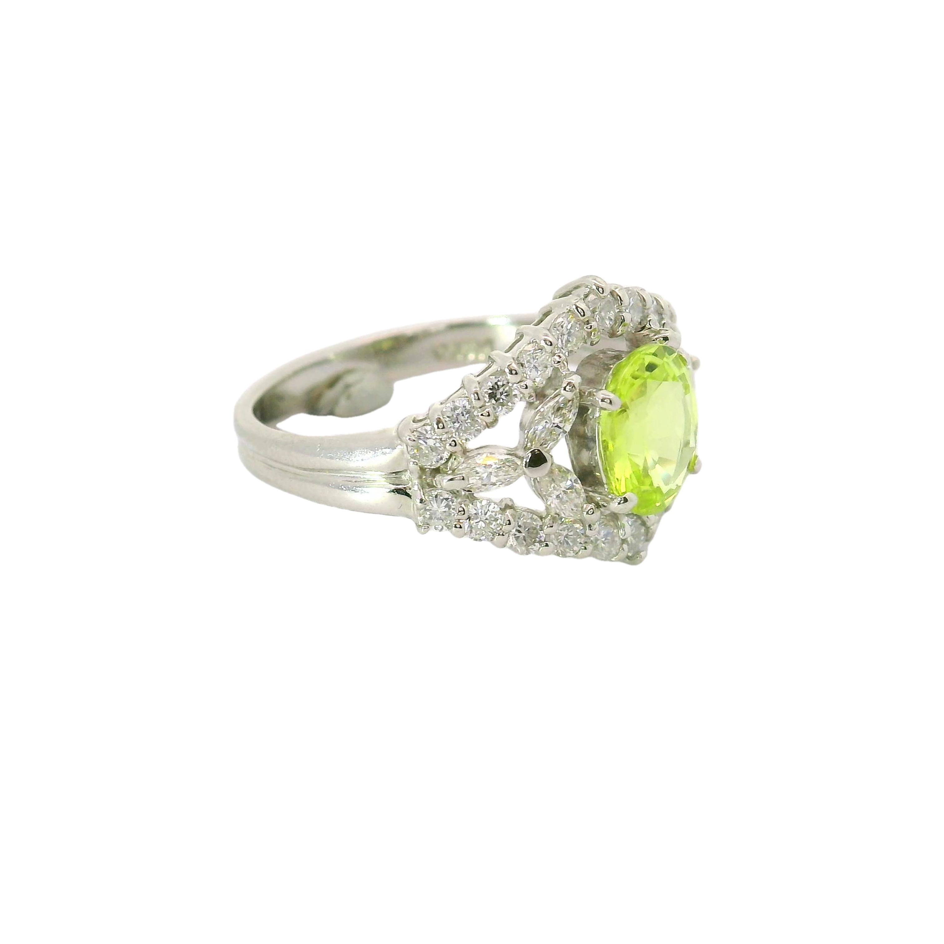 1.31 Carat Chrysoberyl Diamond Platinum Ring