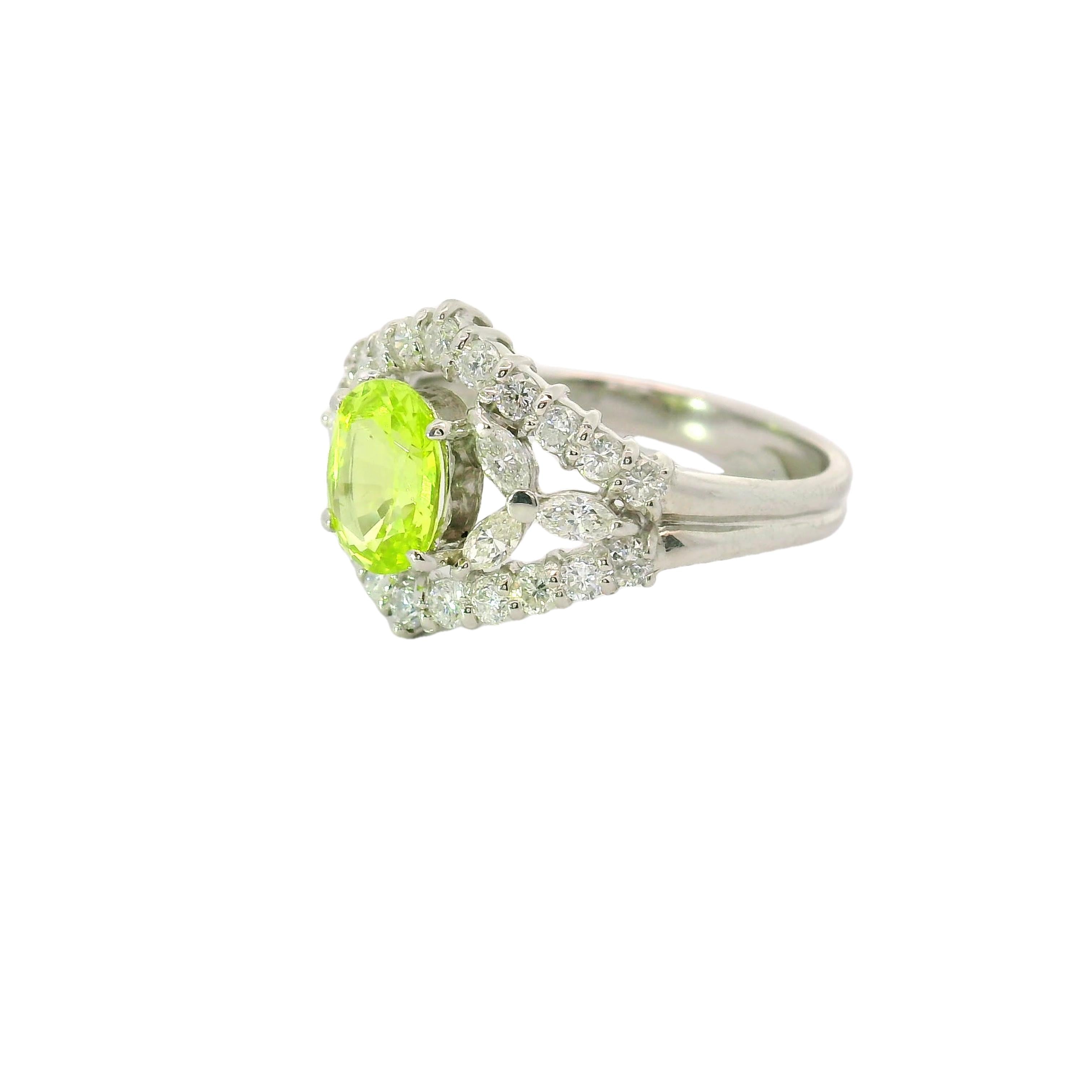 1.31 Carat Chrysoberyl Diamond Platinum Ring