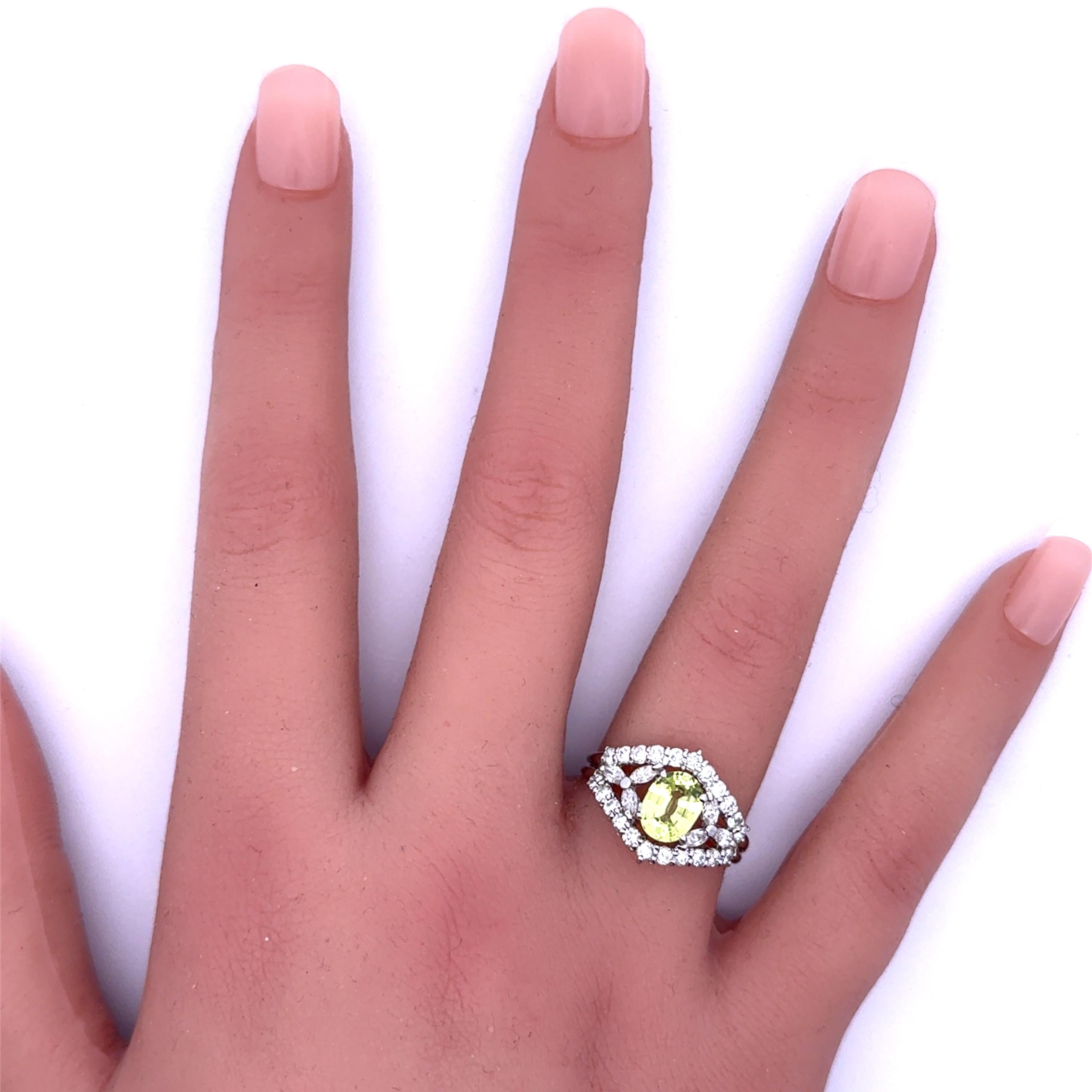 1.31 Carat Chrysoberyl Diamond Platinum Ring