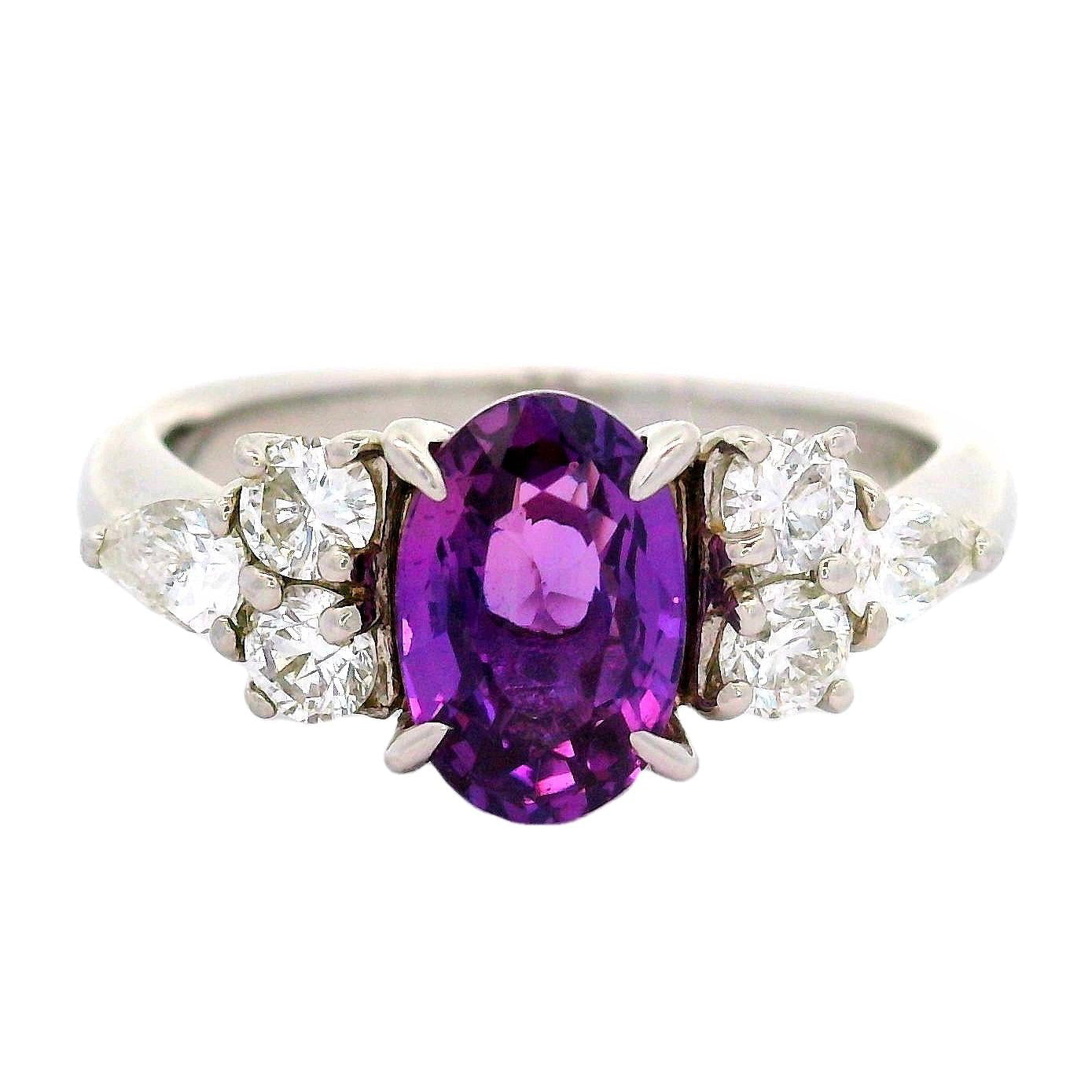 1.55 Carat Purple-Pink Color-Change Sapphire Diamond Platinum Ring