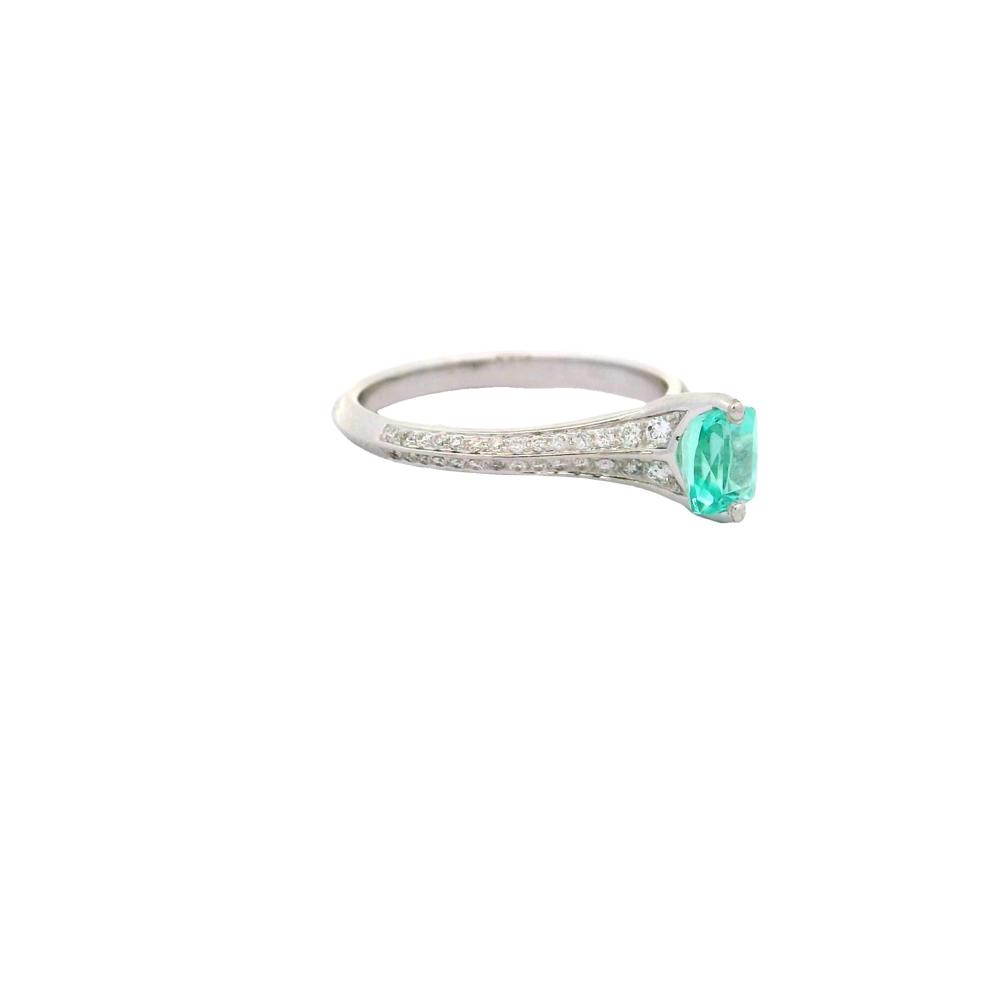 Paraiba Tourmaline Diamond 18k White Gold Ring