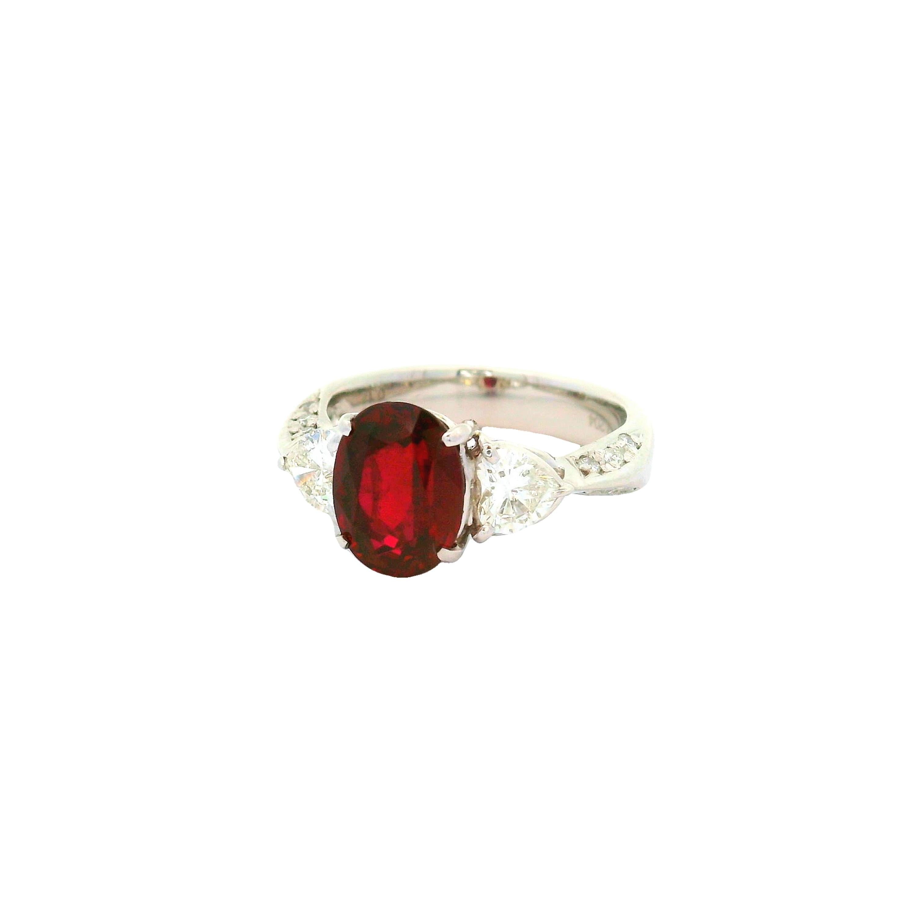 2.64 Carat Ruby Diamond Platinum Ring, GIA Certified