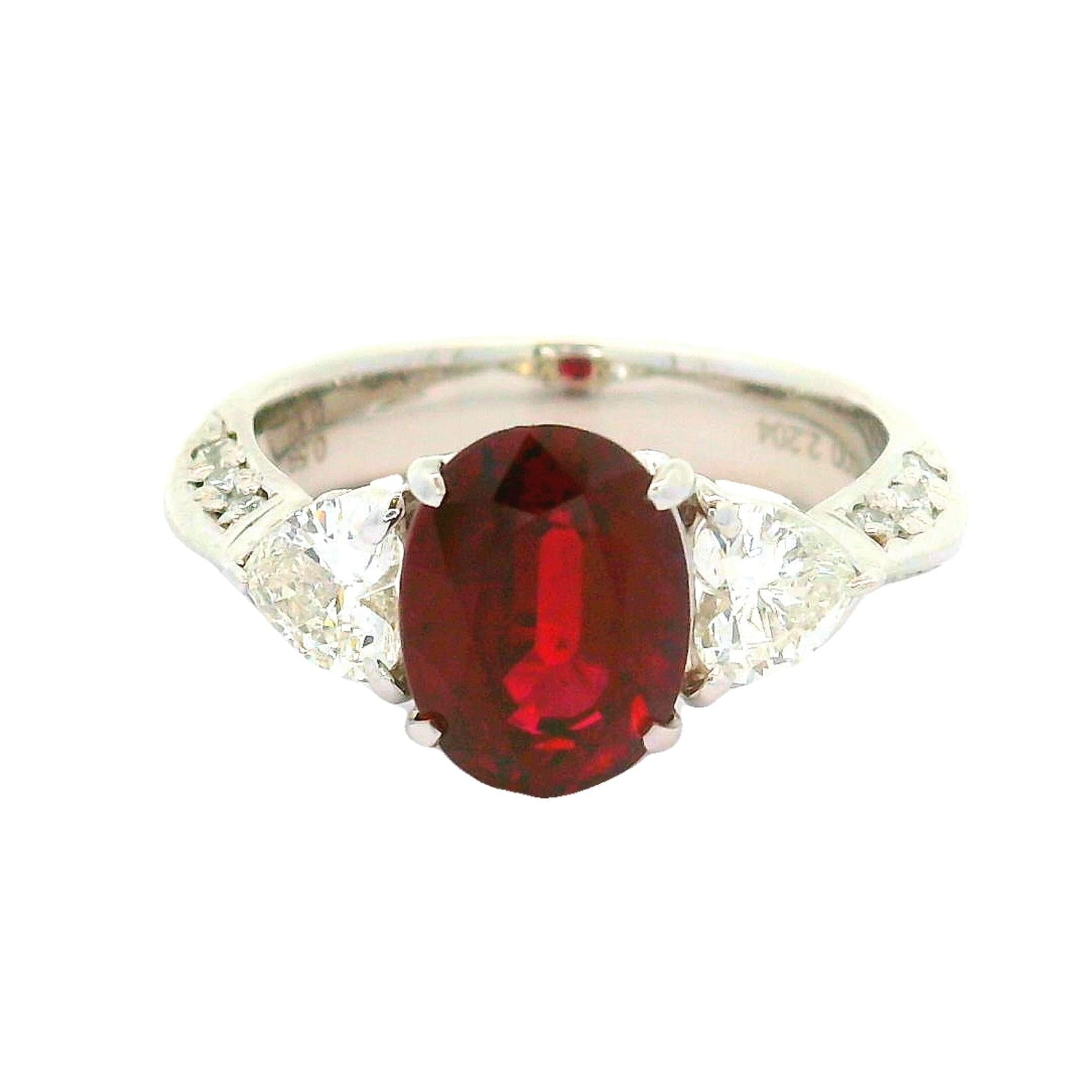 2.64 Carat Ruby Diamond Platinum Ring, GIA Certified