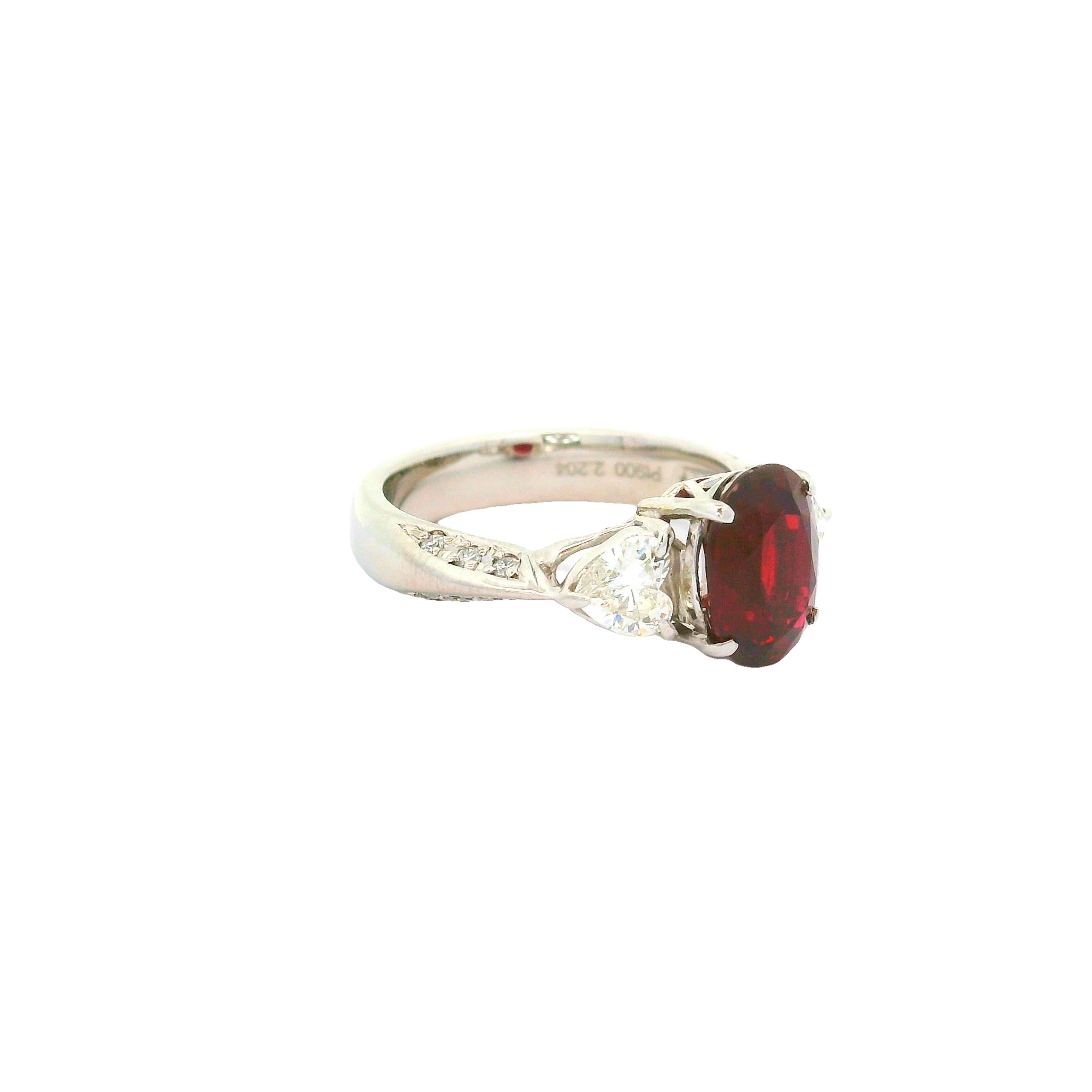 2.64 Carat Ruby Diamond Platinum Ring, GIA Certified