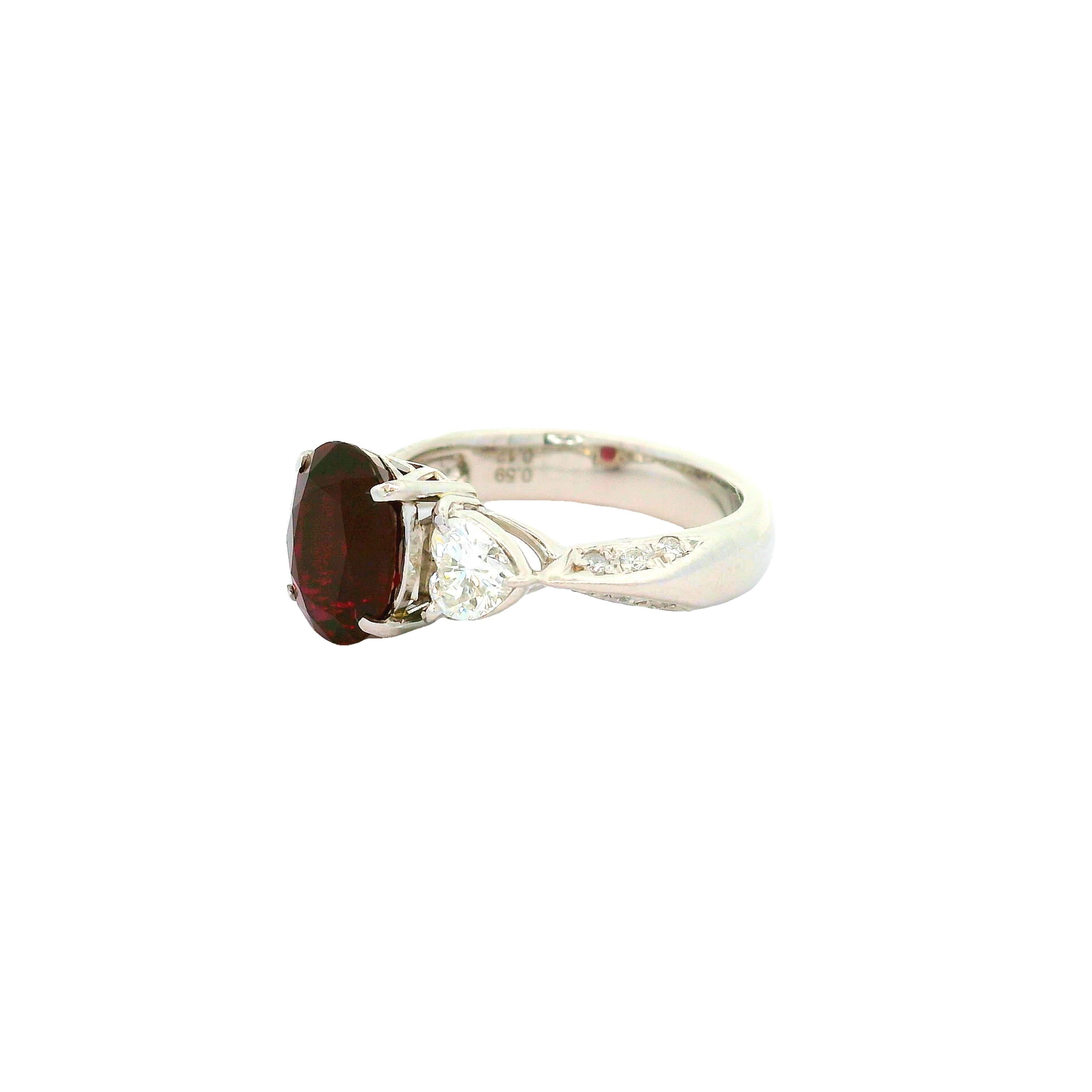 2.64 Carat Ruby Diamond Platinum Ring, GIA Certified