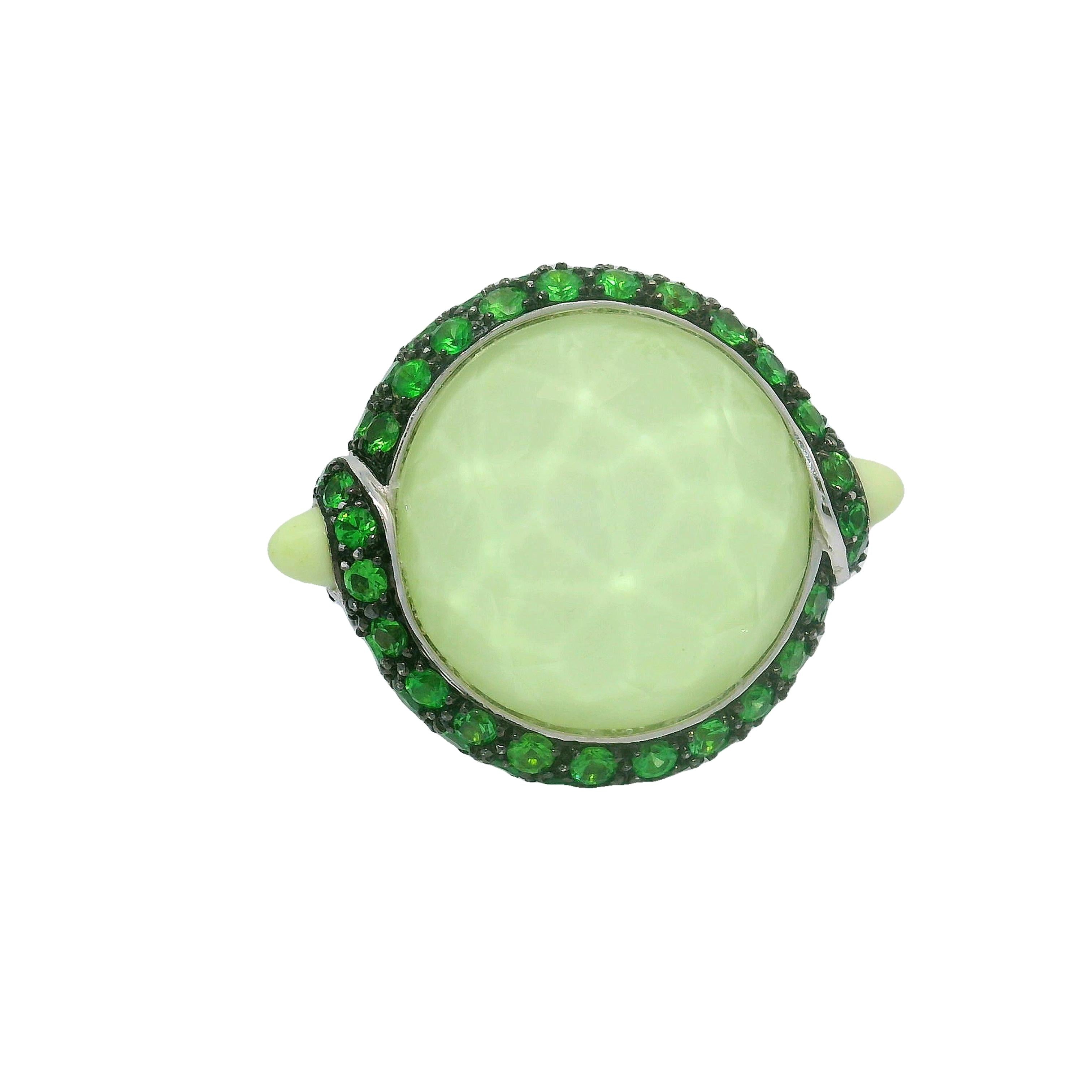 Stephen Webster Tsavorite Garnet & Quartz 18k White Gold Ring