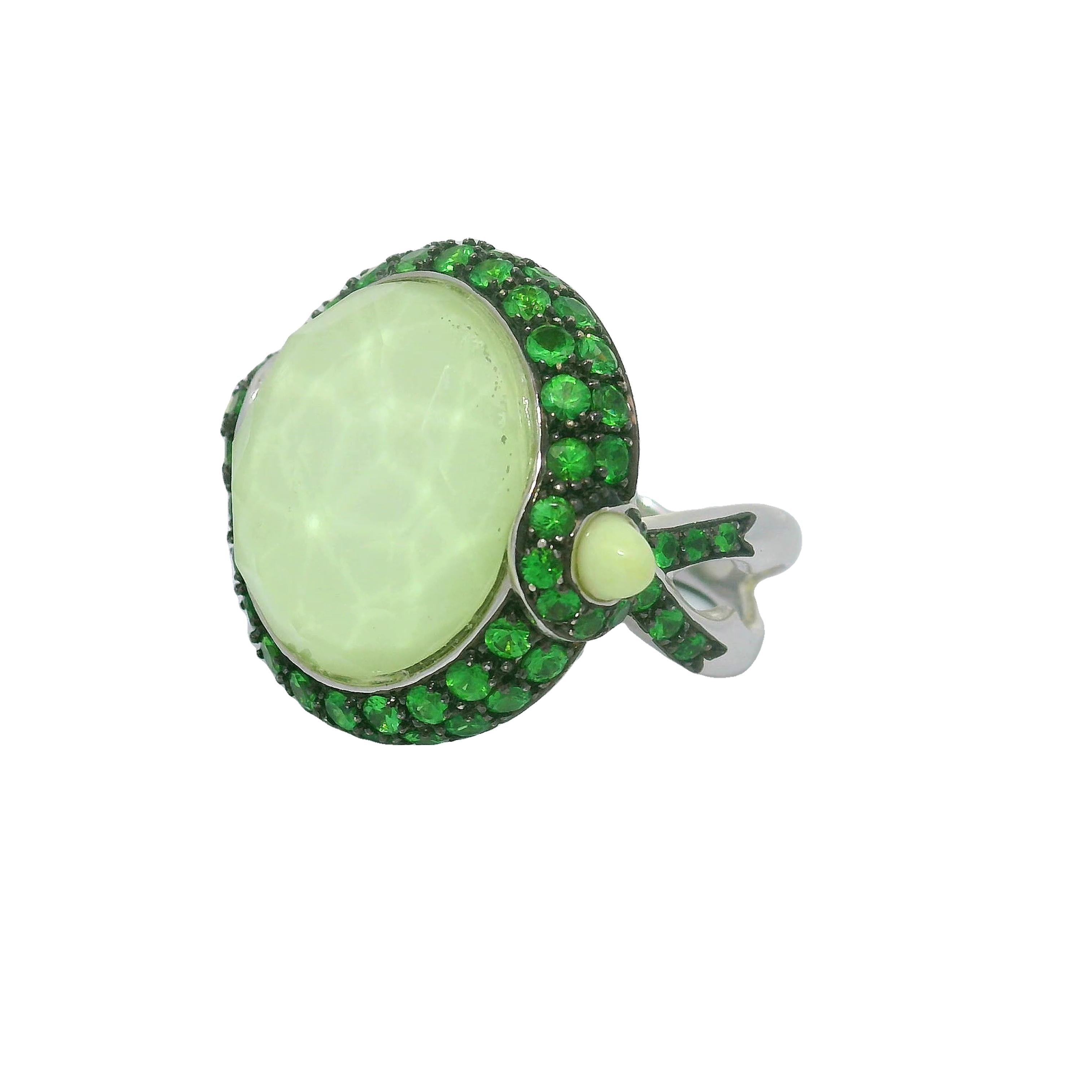 Stephen Webster Tsavorite Garnet & Quartz 18k White Gold Ring