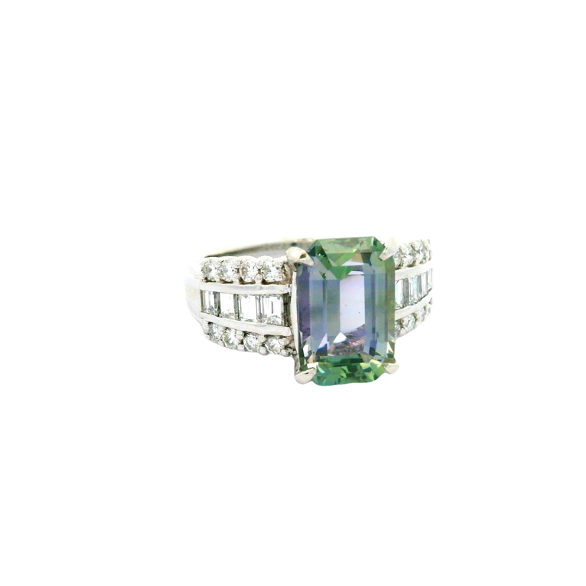 4.18 Carat Bi-color Tanzanite Diamond Platinum Ring