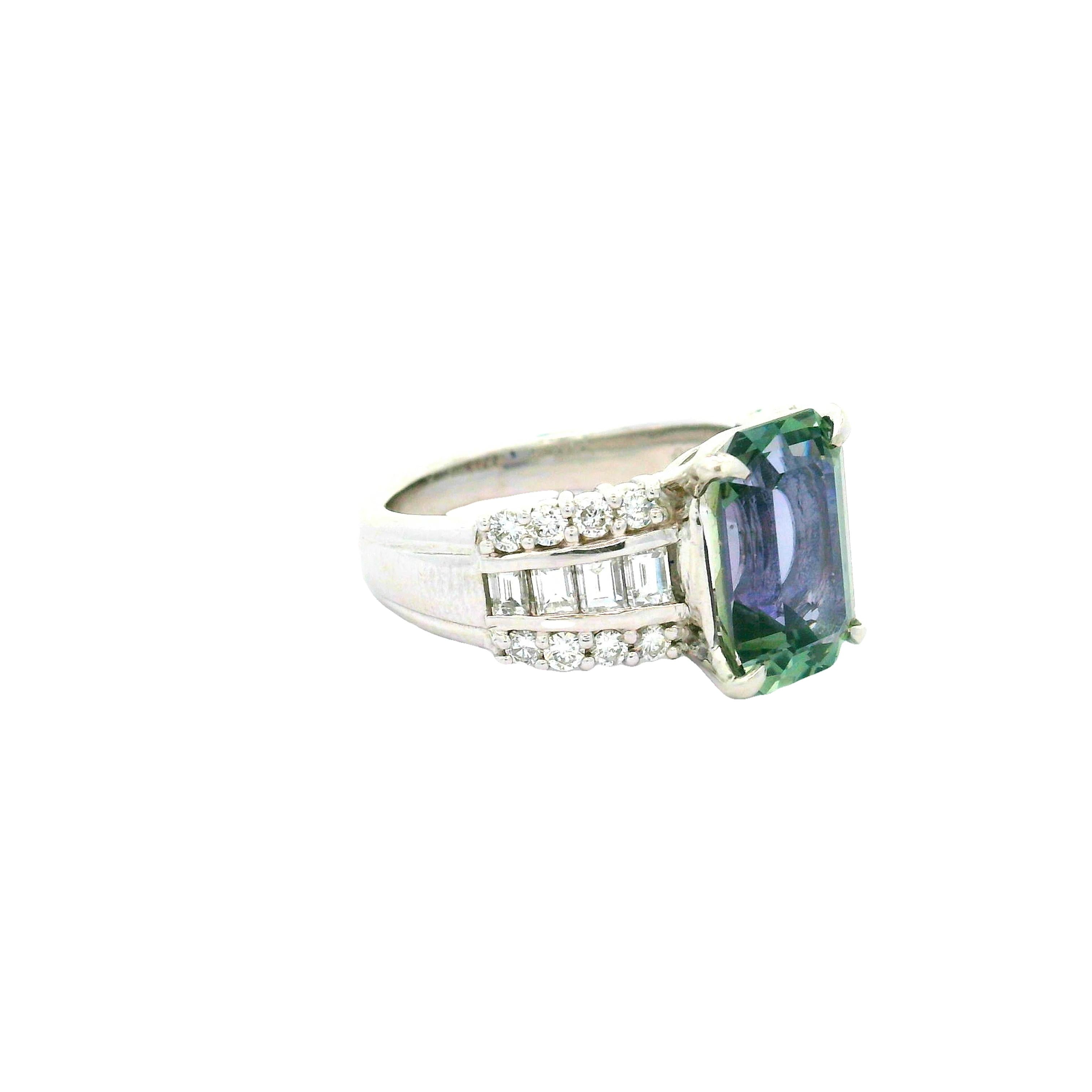 4.18 Carat Bi-color Tanzanite Diamond Platinum Ring