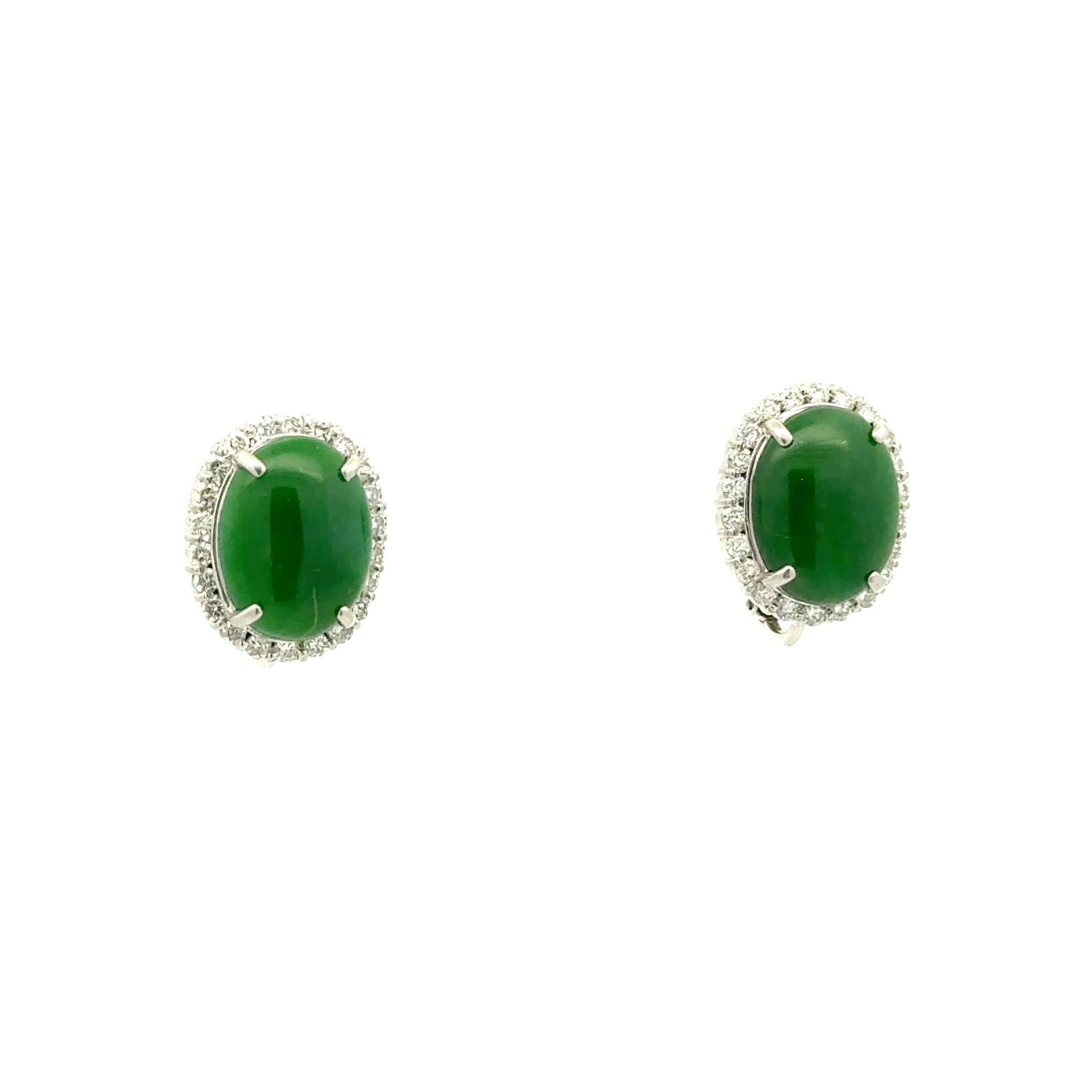 9.23 Carat Jadeite Jade Diamond Platinum Halo Earrings