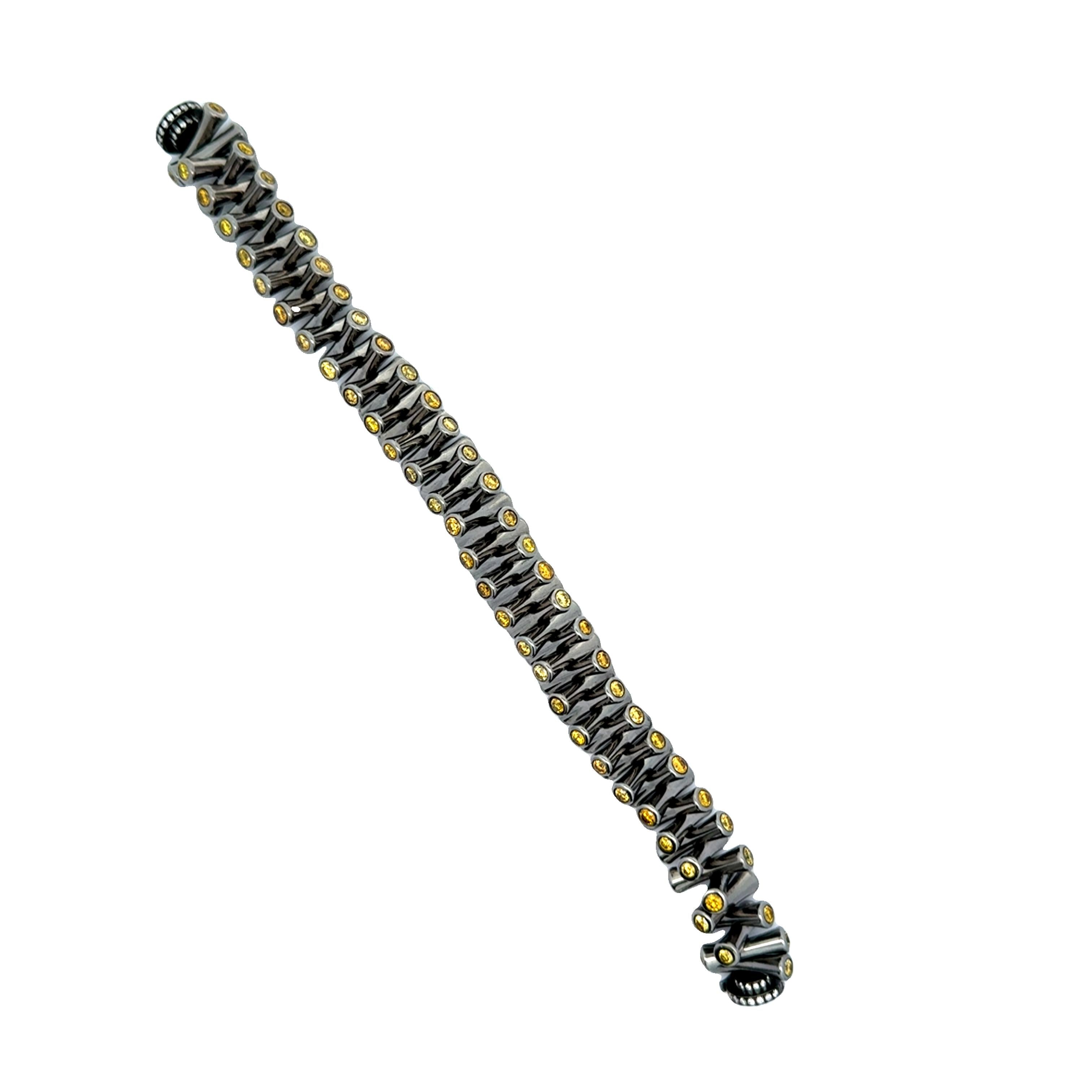 Lugano Fancy Yellow Diamond Titanium Stretch Bracelet, GIA Certified
