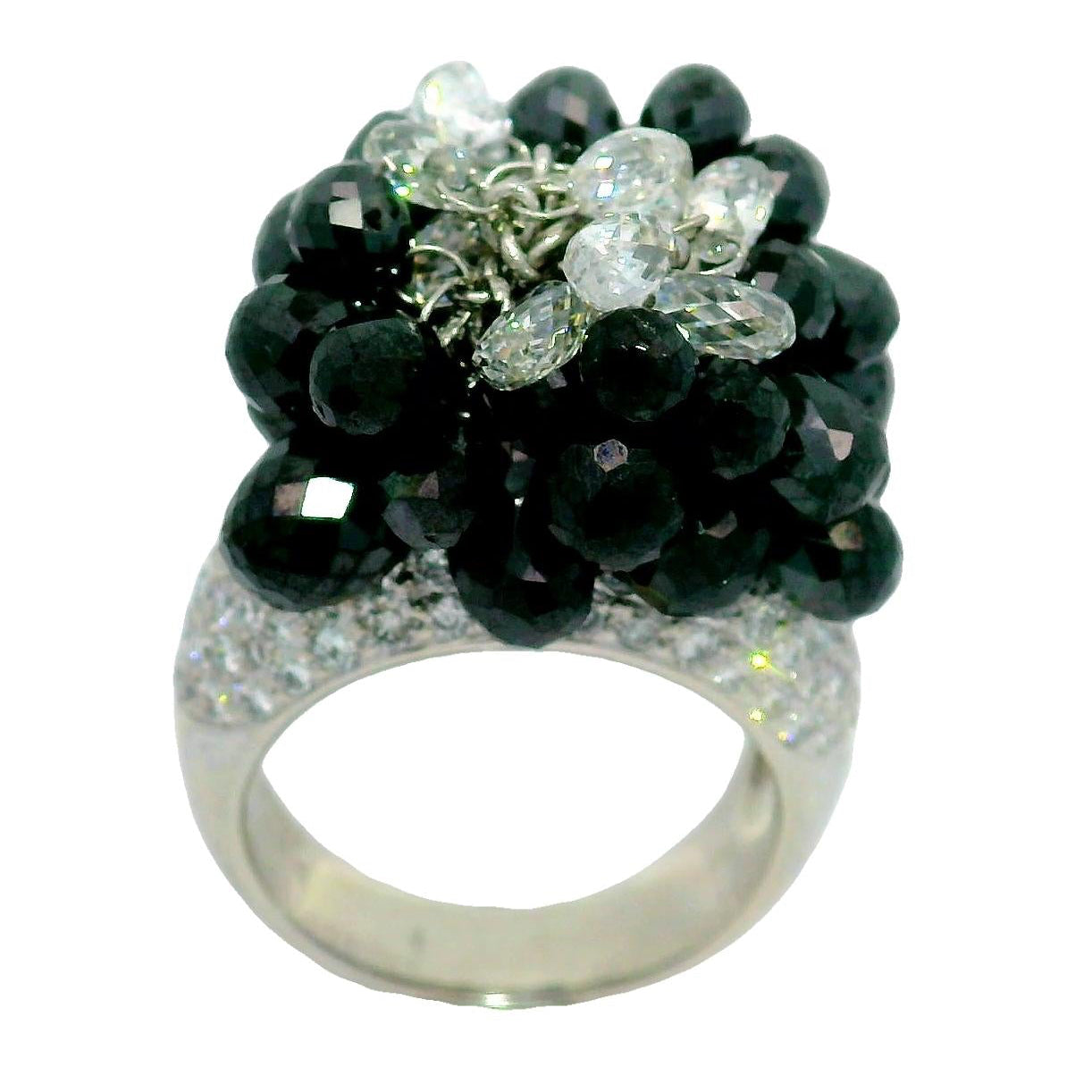 14.90 Carat Briolette Diamond Tassel Platinum Ring