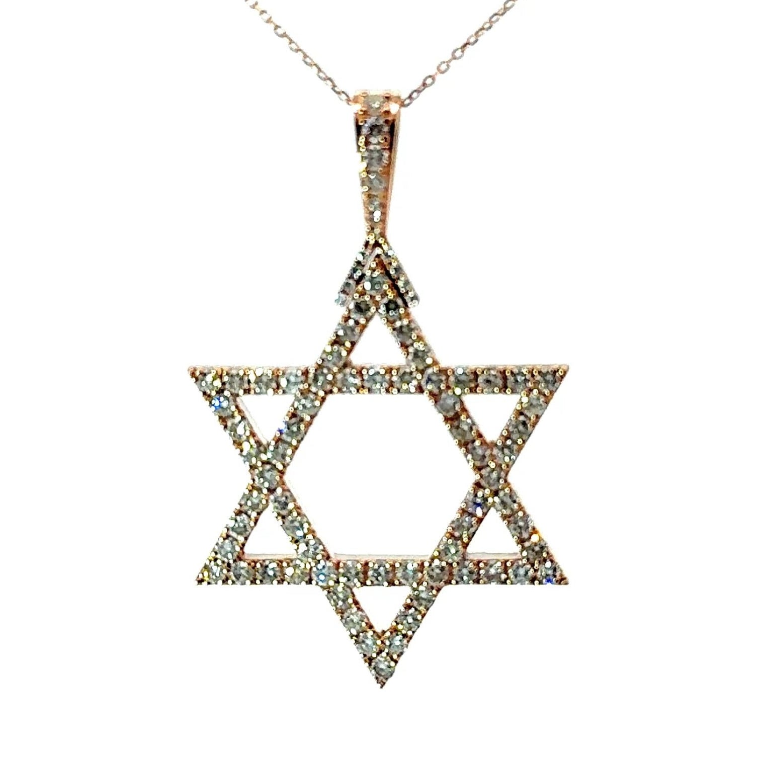 Star-of-David Diamond 14k Rose Gold Pendant Necklace
