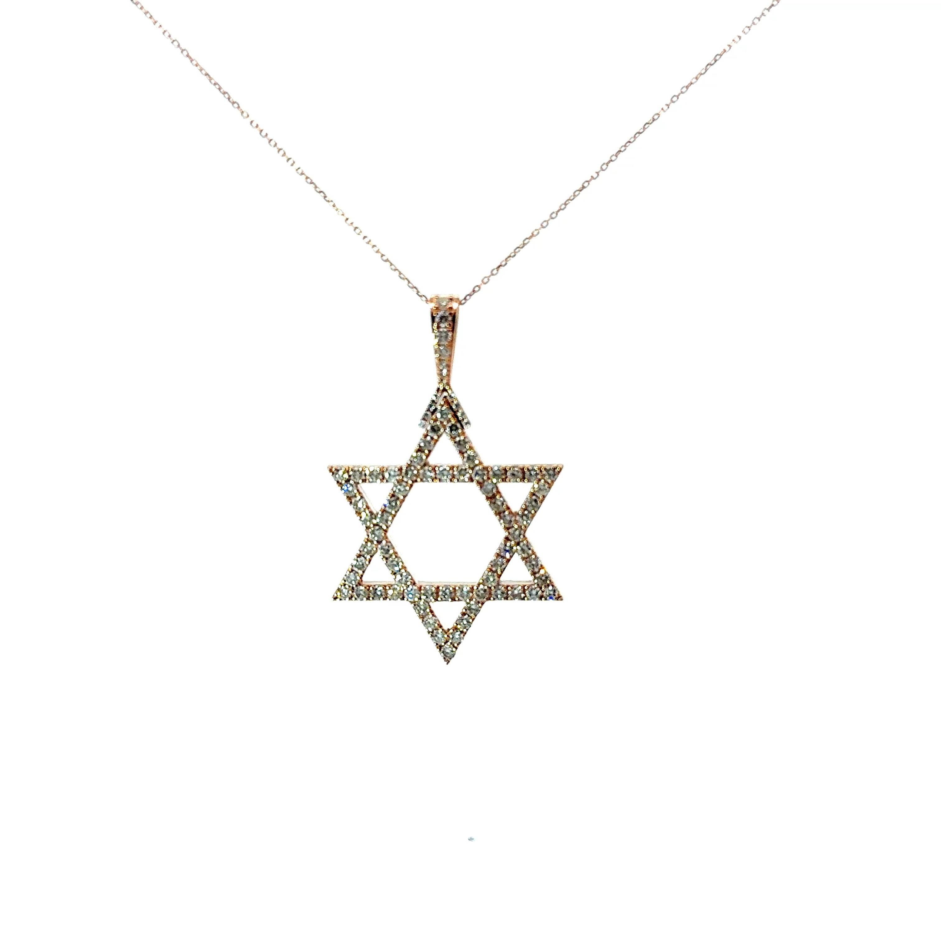 Star-of-David Diamond 14k Rose Gold Pendant Necklace