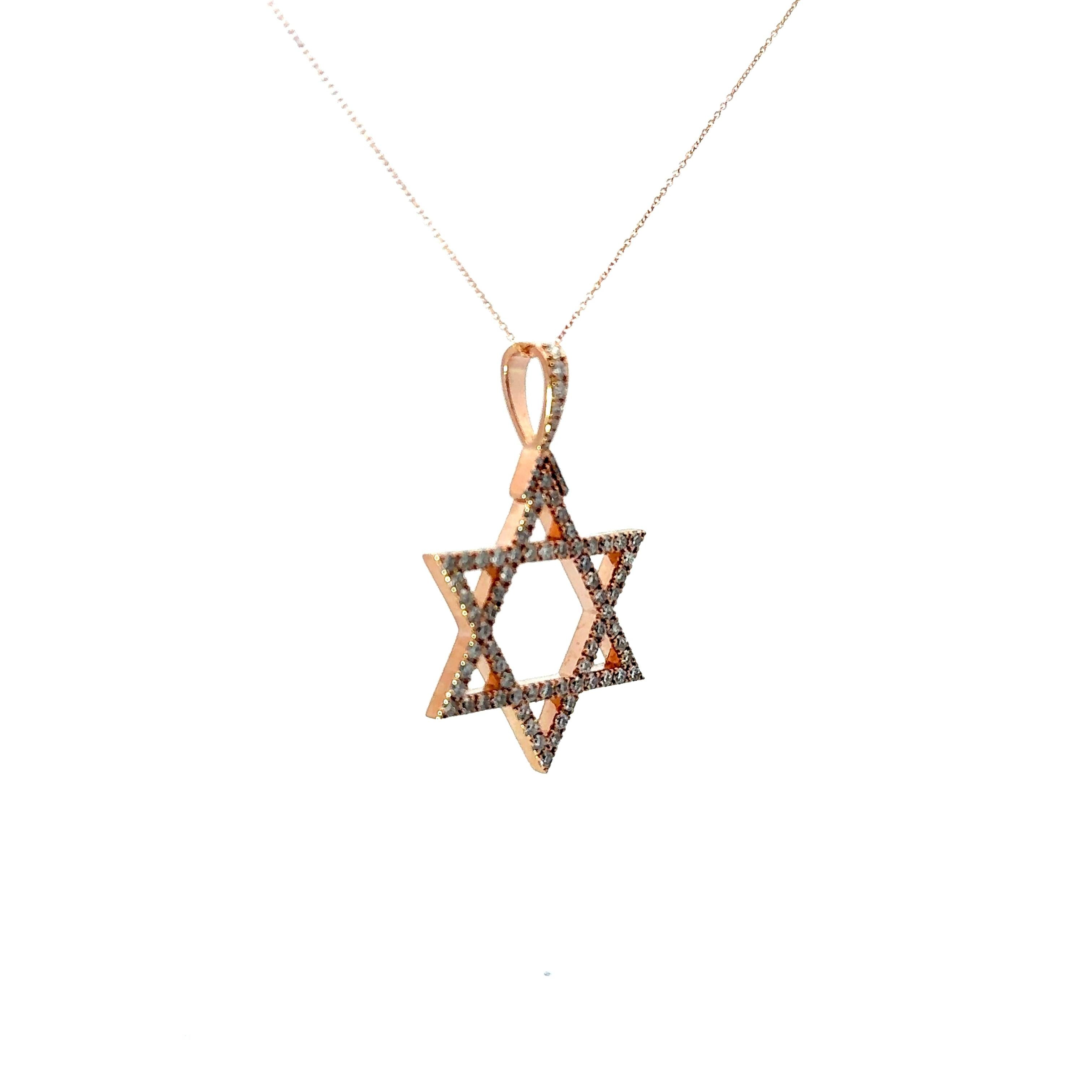 Star-of-David Diamond 14k Rose Gold Pendant Necklace
