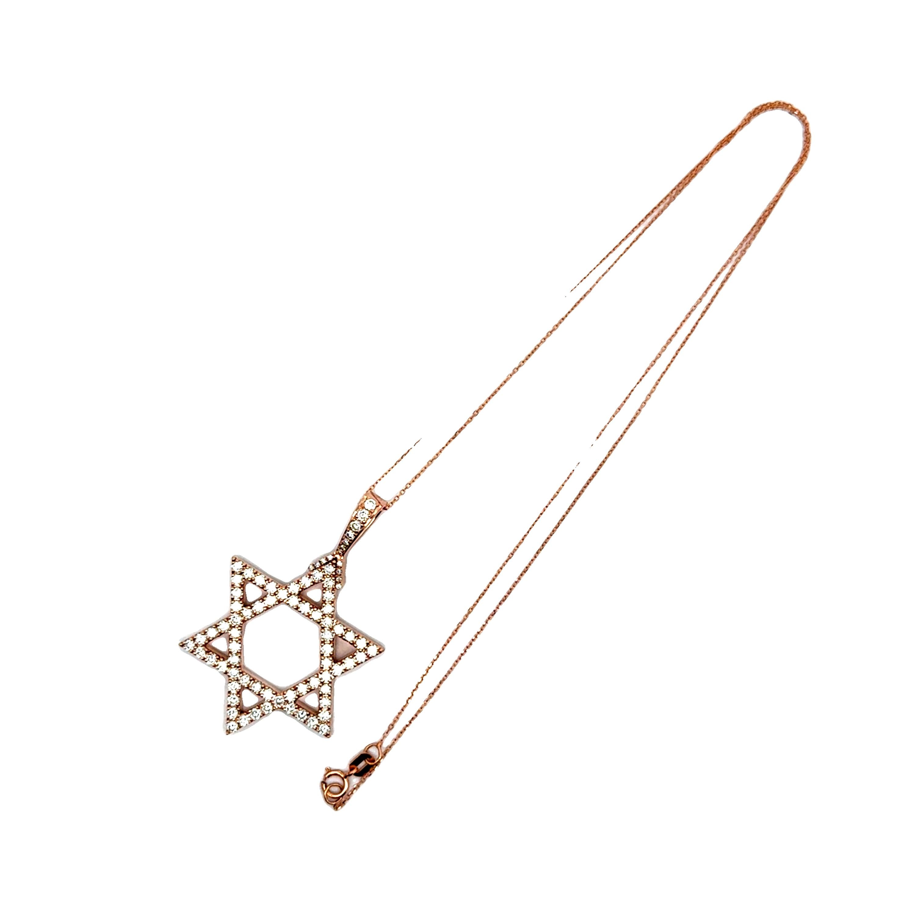 Star-of-David Diamond 14k Rose Gold Pendant Necklace