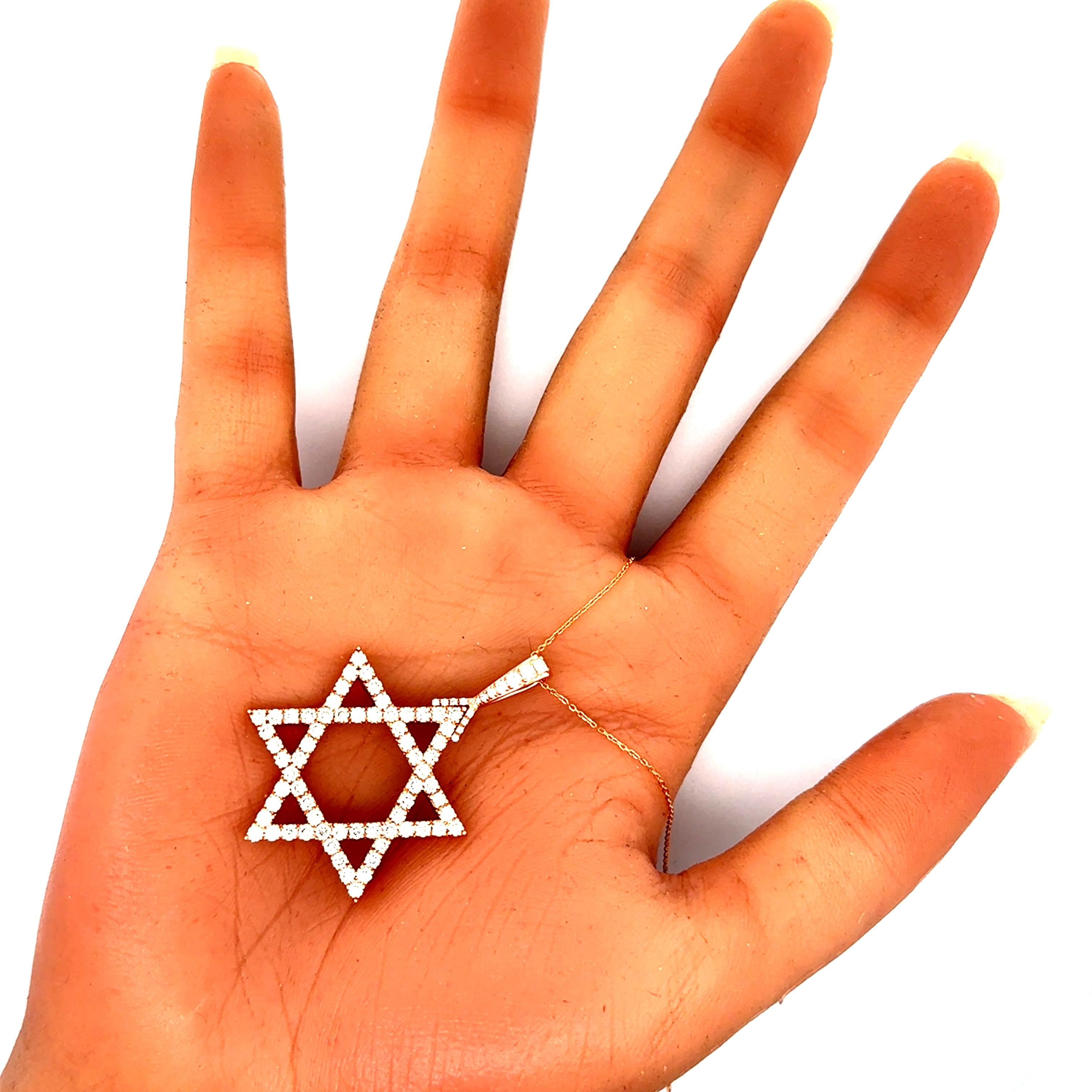 Star-of-David Diamond 14k Rose Gold Pendant Necklace