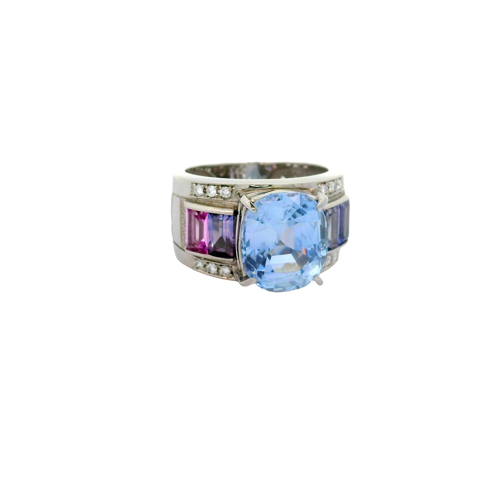 6.04 Carat No-Heat Ceylon Blue Sapphire Diamond Platinum Ring, GIA Certified