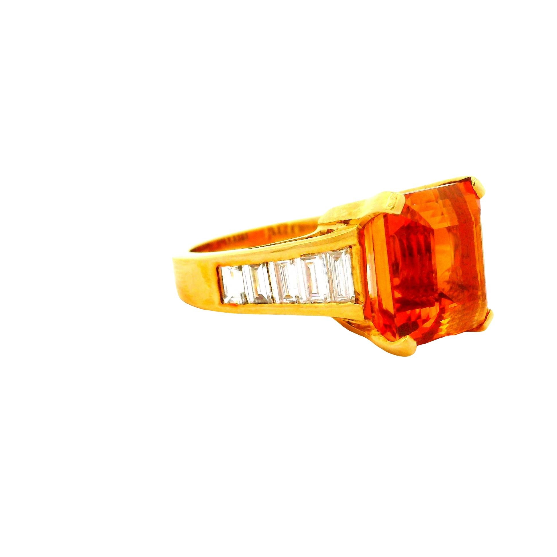 10.00 Carat Imperial Topaz Diamond 18k Yellow Gold Ring