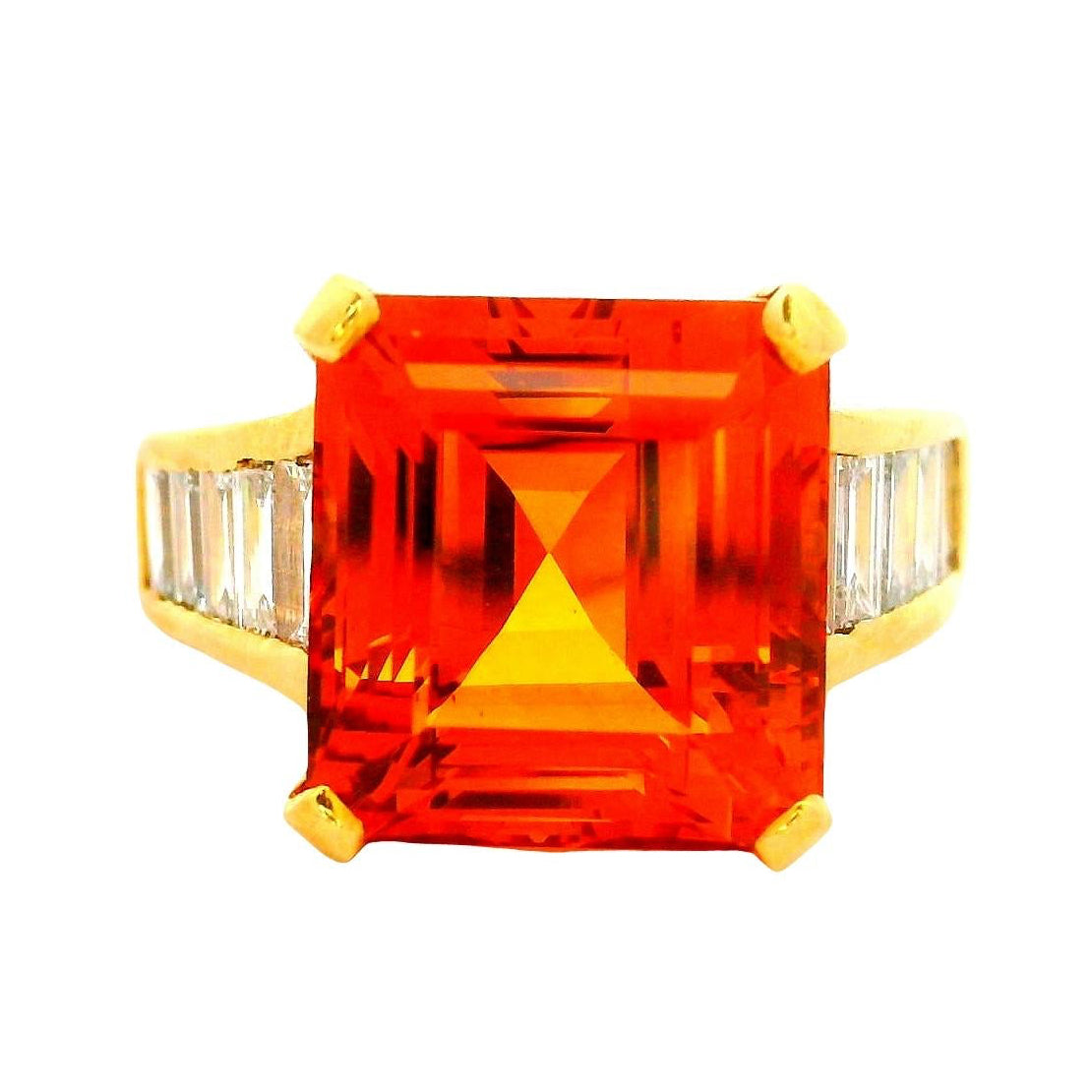 10.00 Carat Imperial Topaz Diamond 18k Yellow Gold Ring