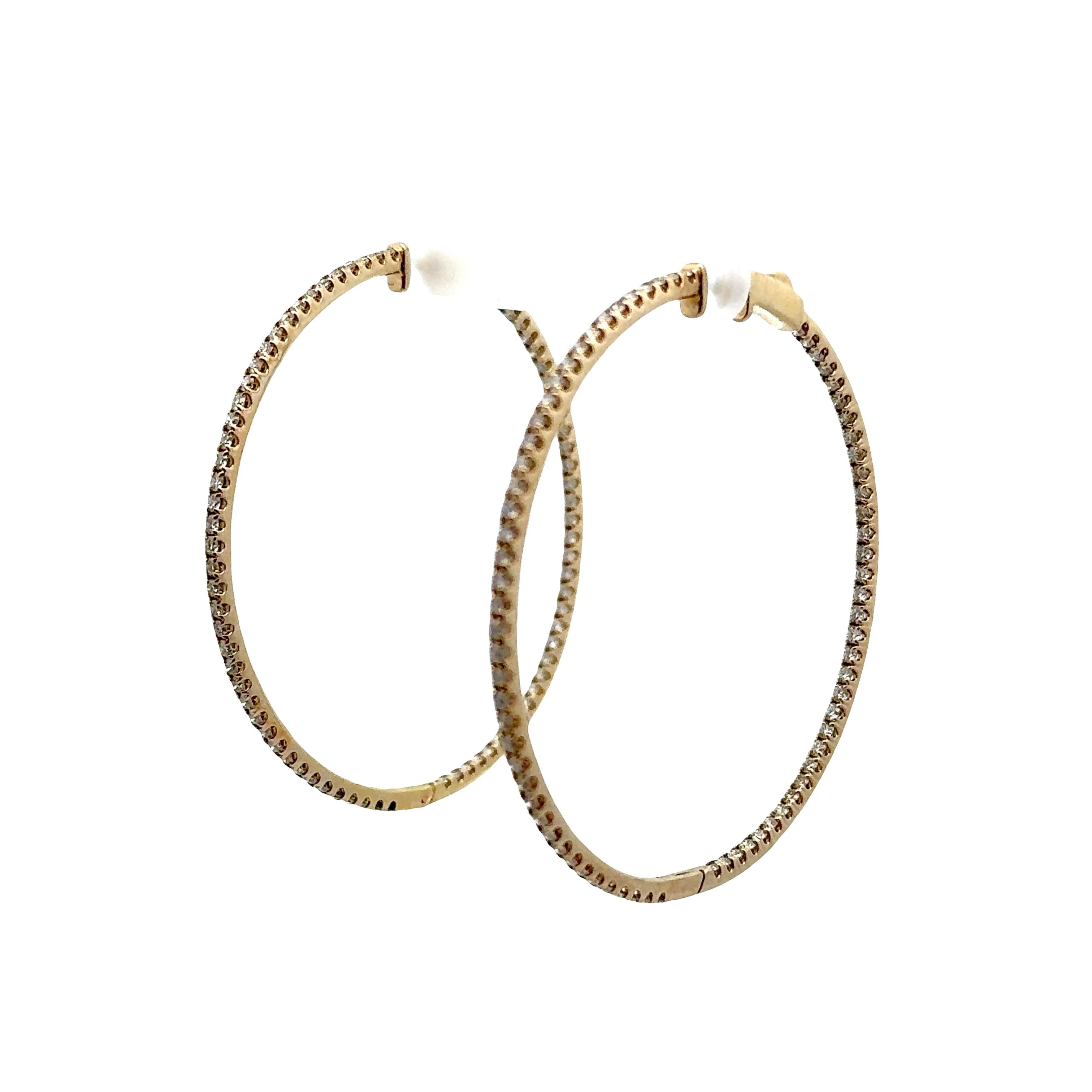 3.36 Carats Diamond Inside-out Hoop Earrings