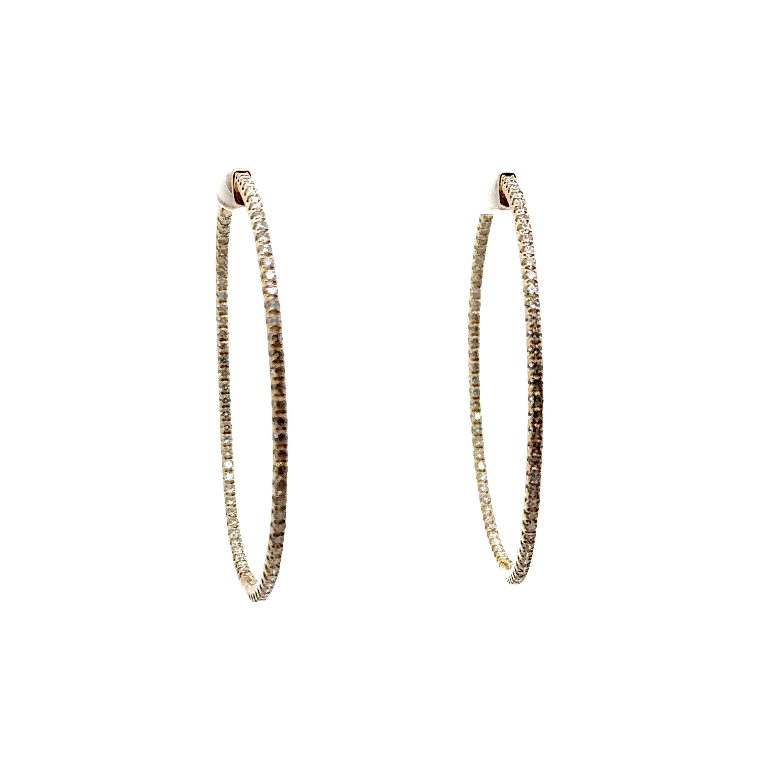 3.36 Carats Diamond Inside-out Hoop Earrings