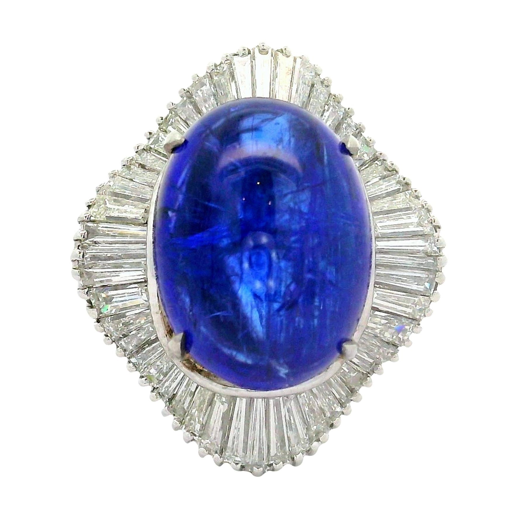 9.16 Carat Tanzanite Diamond Platinum Ballerina Ring