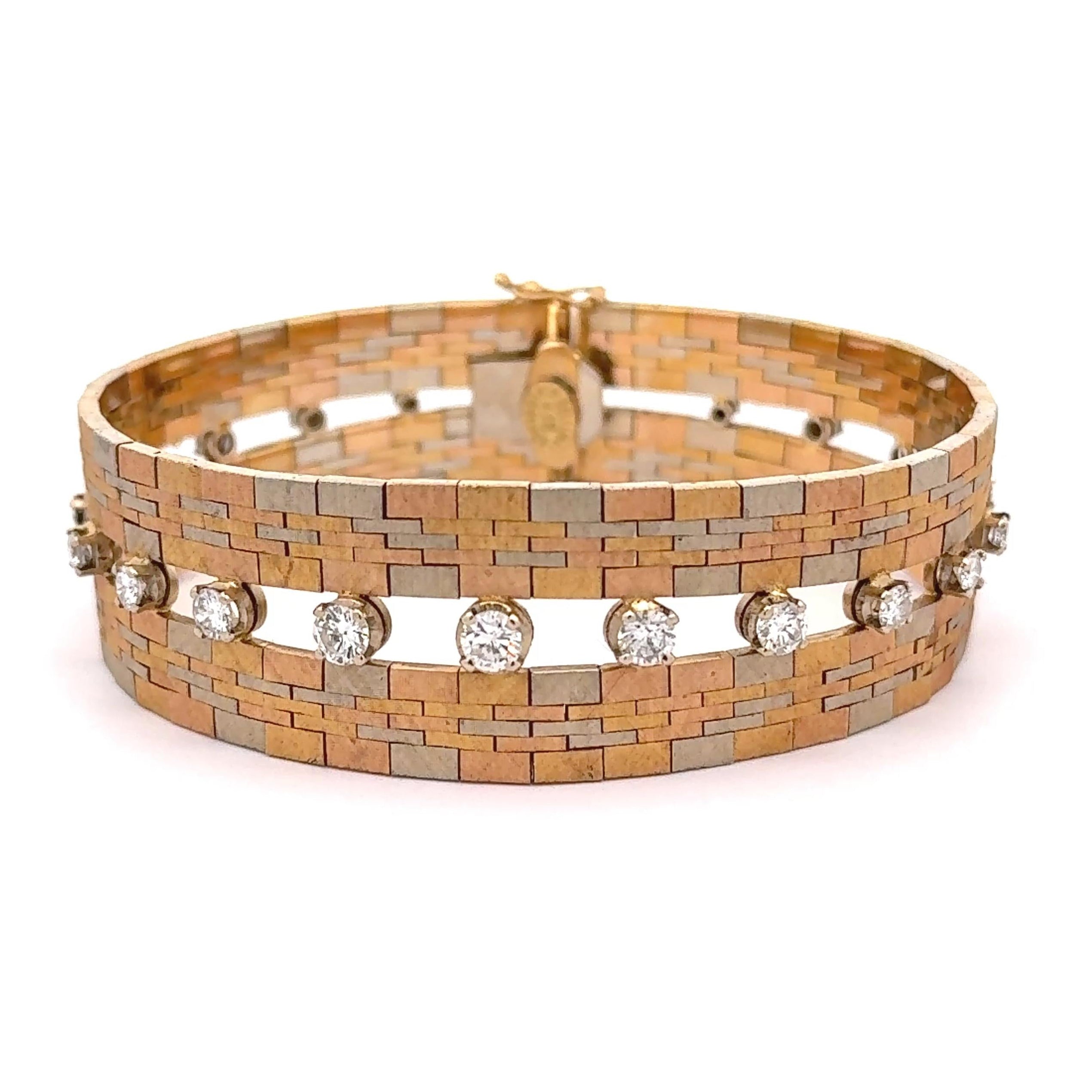 Ugo Bellini Diamond 18k Tri-tone Gold Italian Bracelet