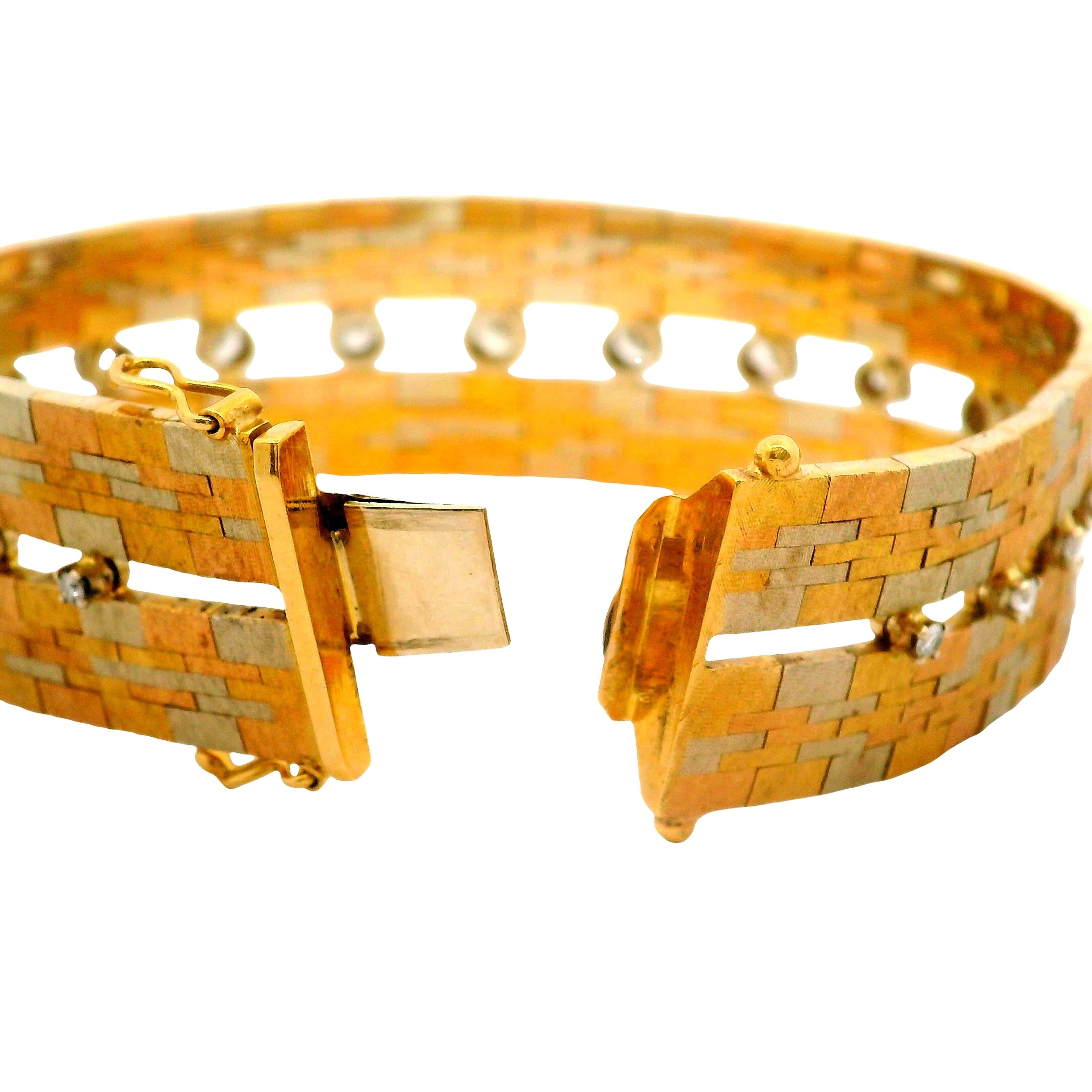 Ugo Bellini Diamond 18k Tri-tone Gold Italian Bracelet