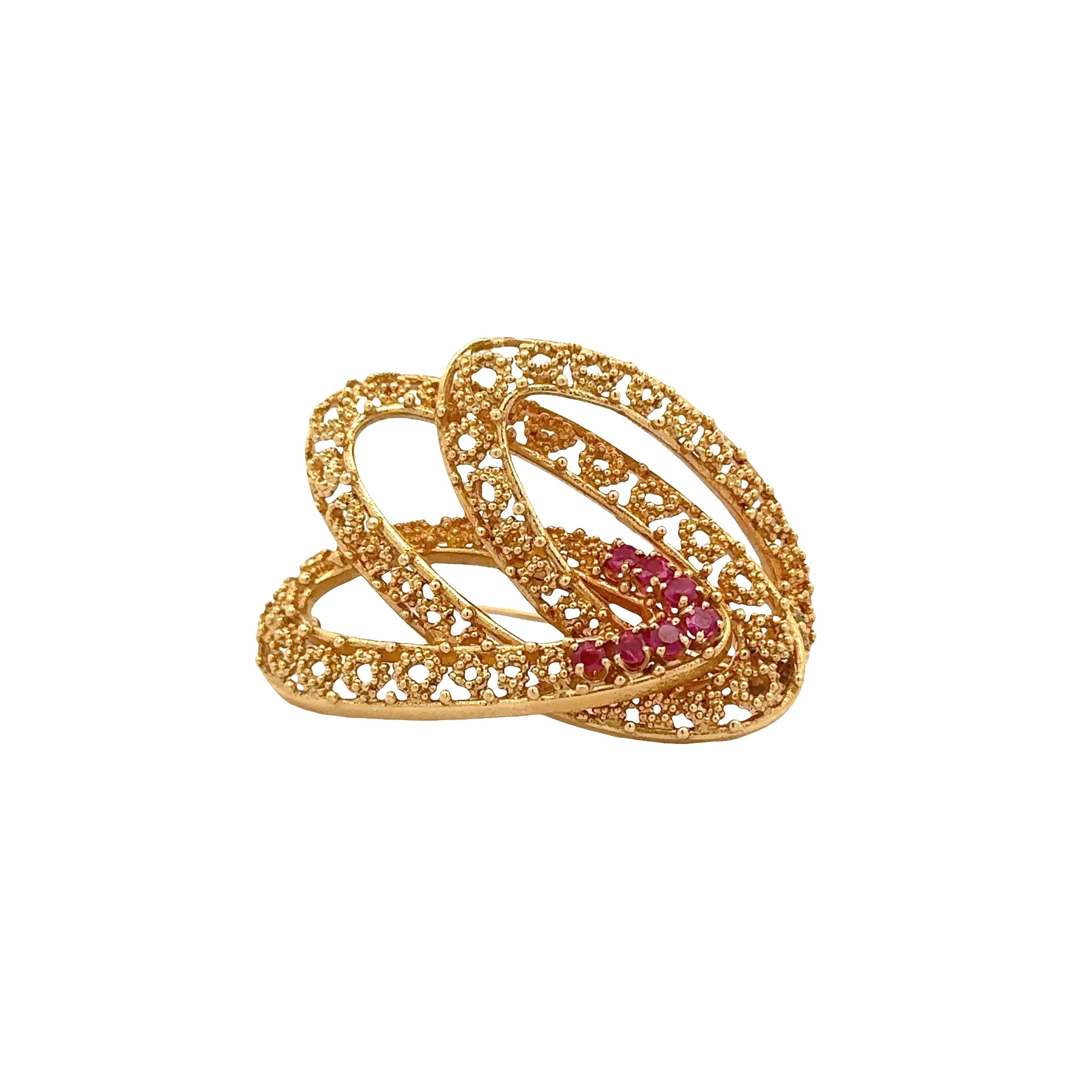 Tiffany & Co. Ruby 18K Yellow Gold Brooch