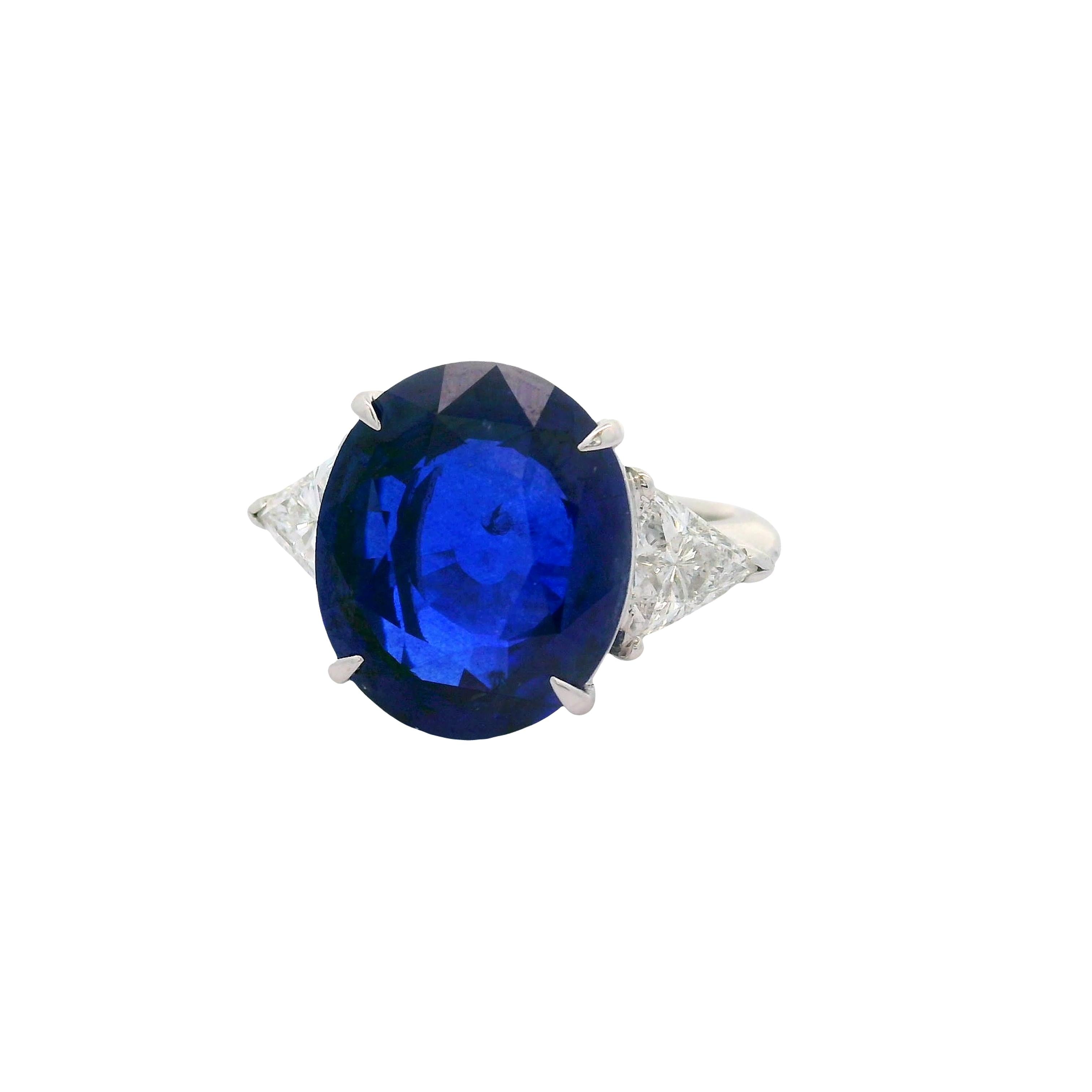 10.53 Carat  Royal-Blue Ceylon Sapphire Diamond Platinum Ring, GRS Certified