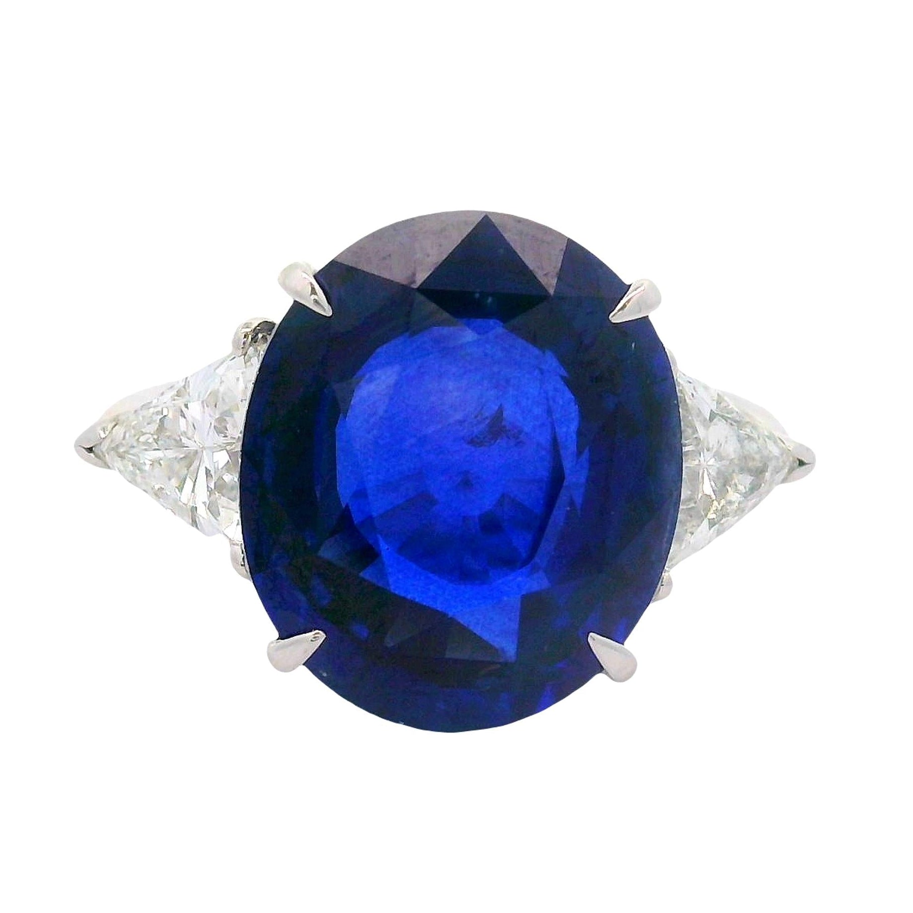 10.53 Carat  Royal-Blue Ceylon Sapphire Diamond Platinum Ring, GRS Certified