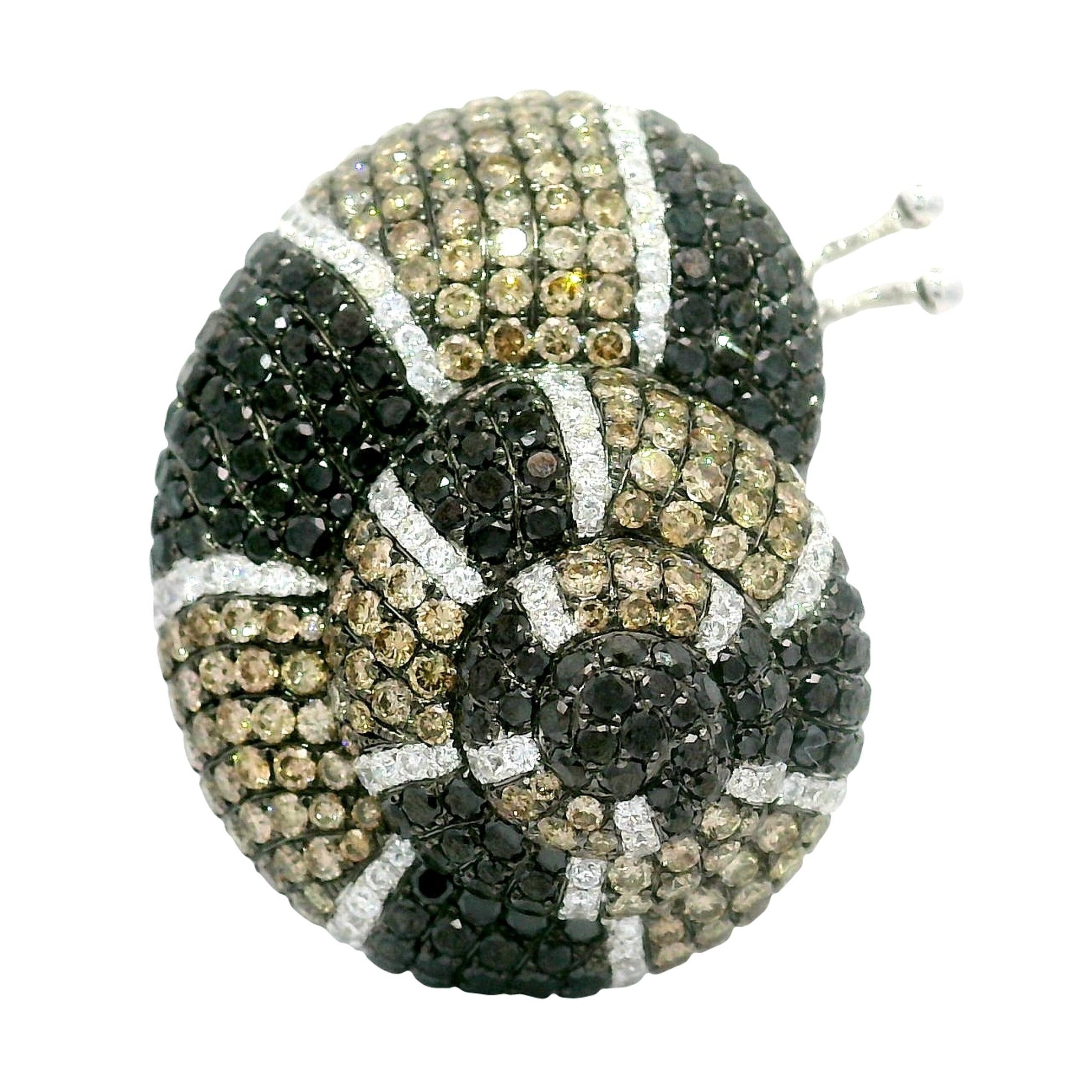 Diamond Pave 18k White Gold Snail Cocktail Ring