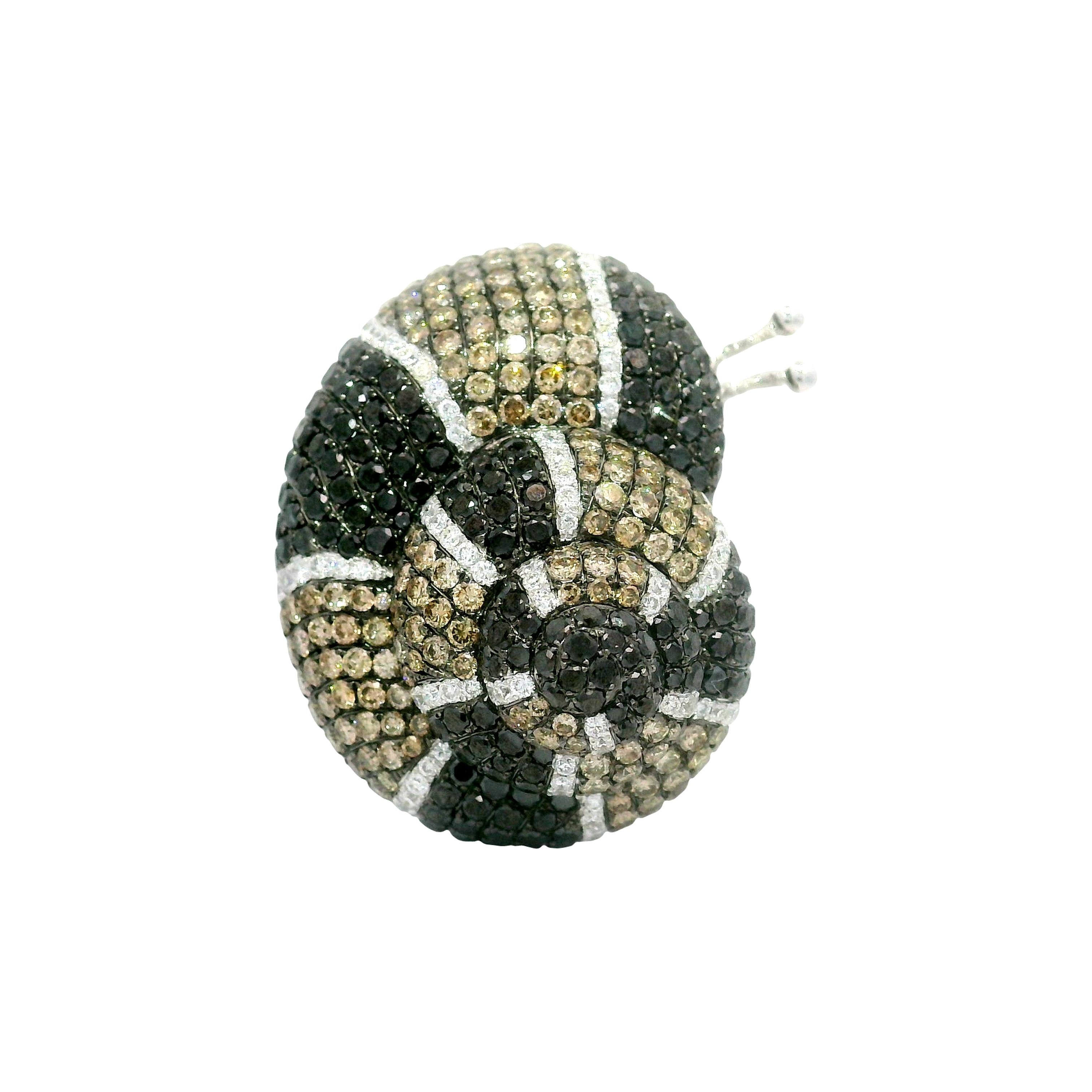 Diamond Pave 18k White Gold Snail Cocktail Ring