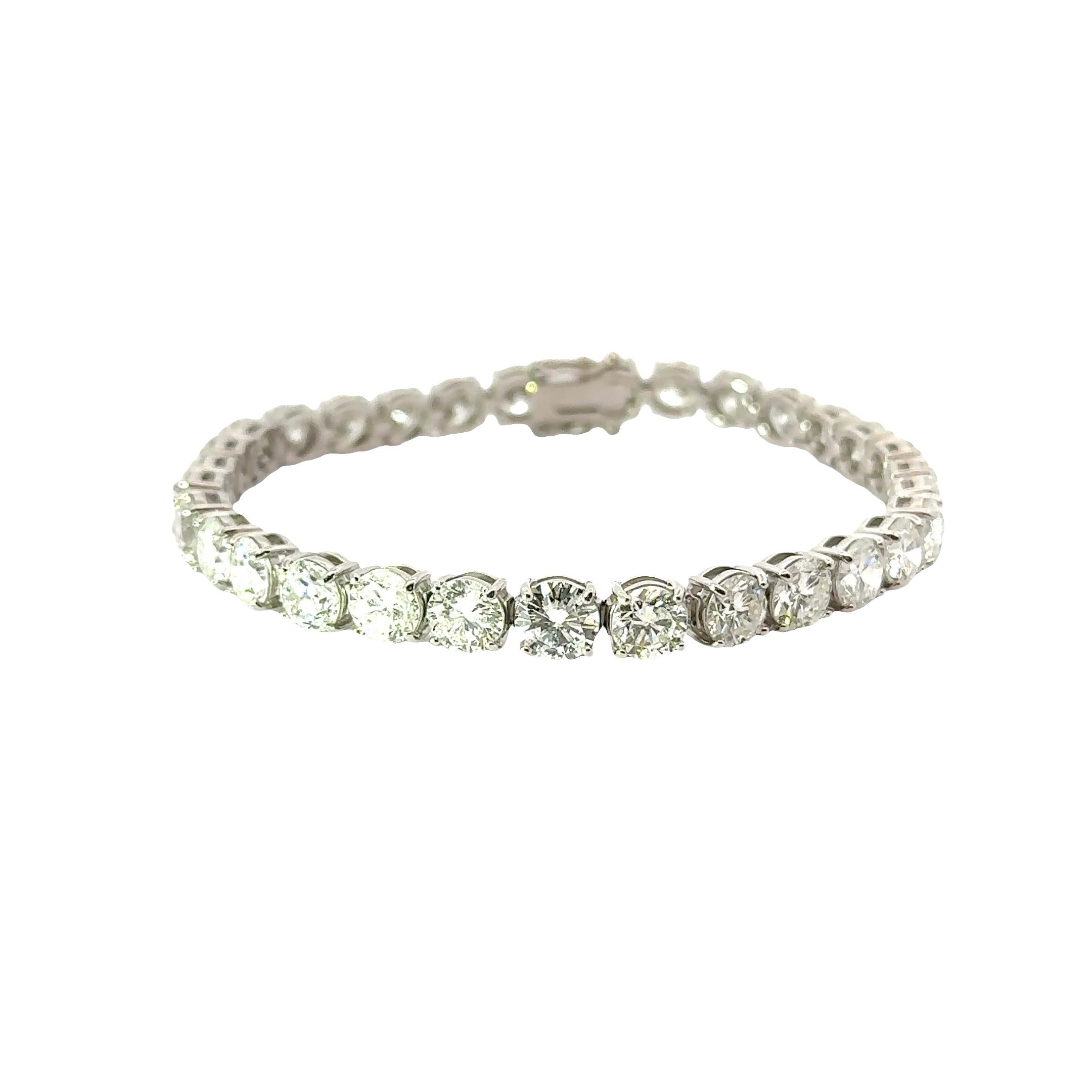 26.78 Carat Diamond Platinum Tennis Bracelet