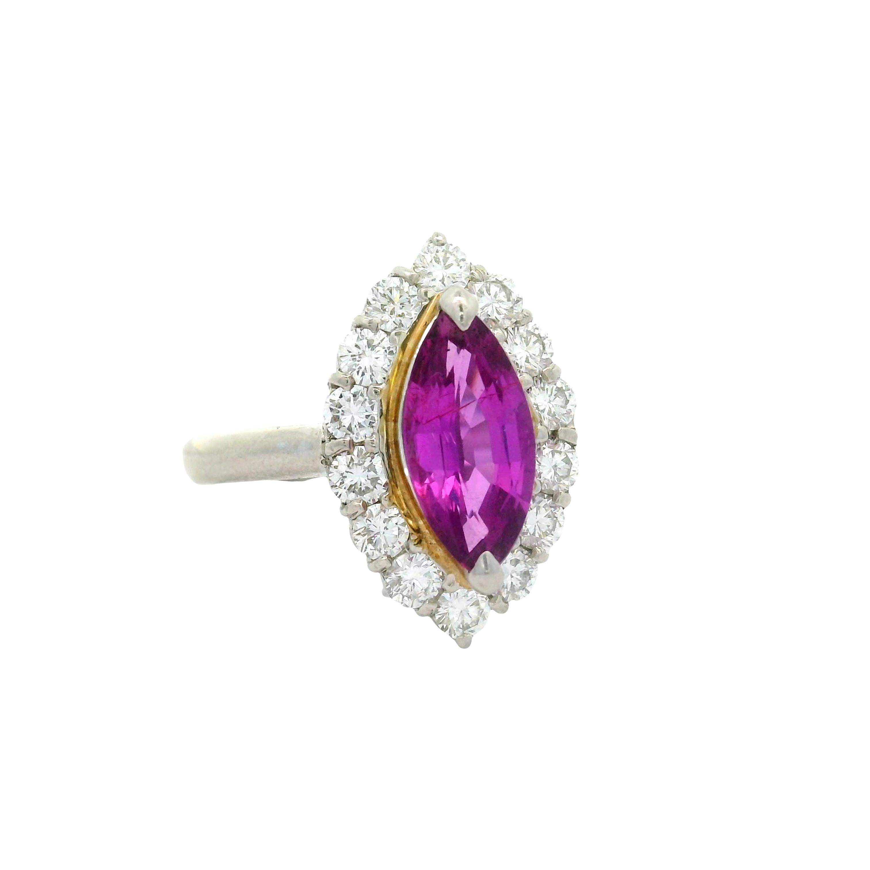1.63 Carat No-Heat Pink Sapphire Diamond Platinum Ring, GIA Certified