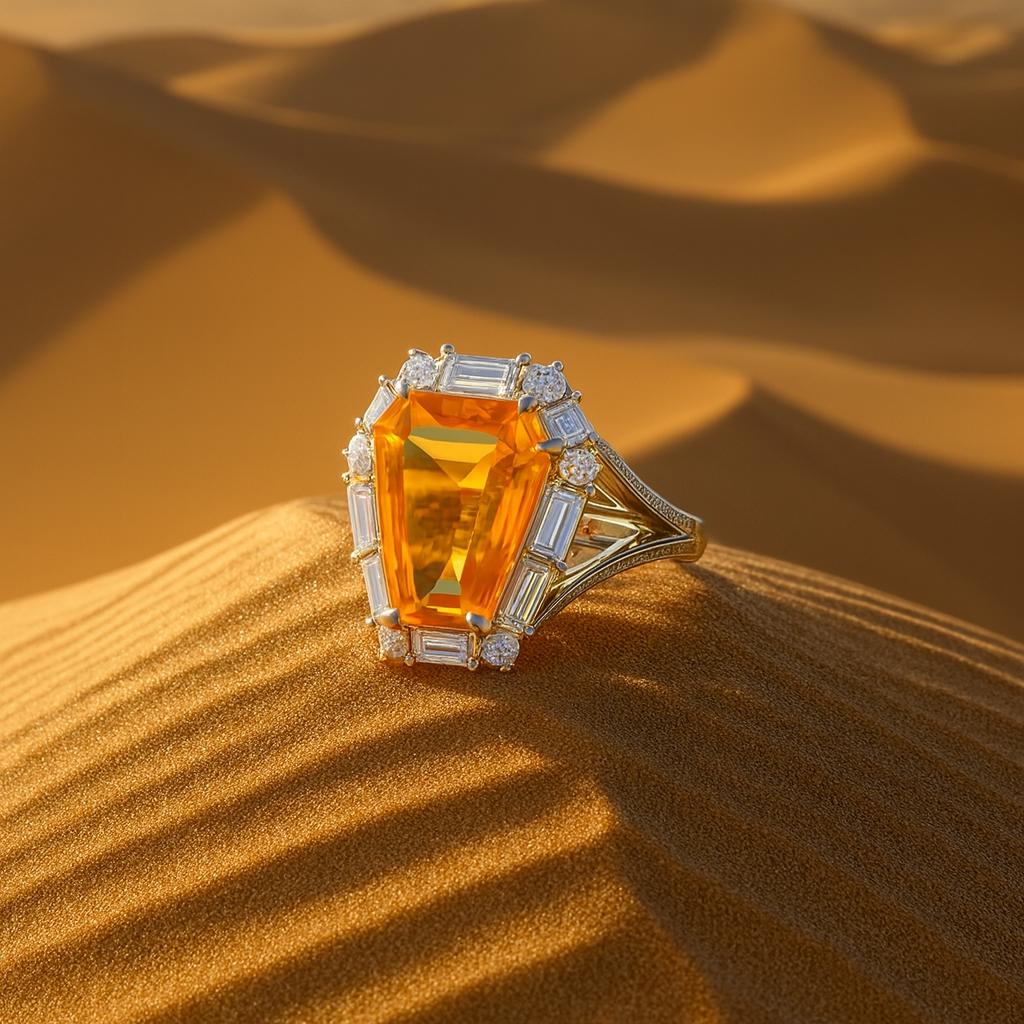 2.55 Carat Shield-Cut Yellow Sapphire Diamond Platinum Ring
