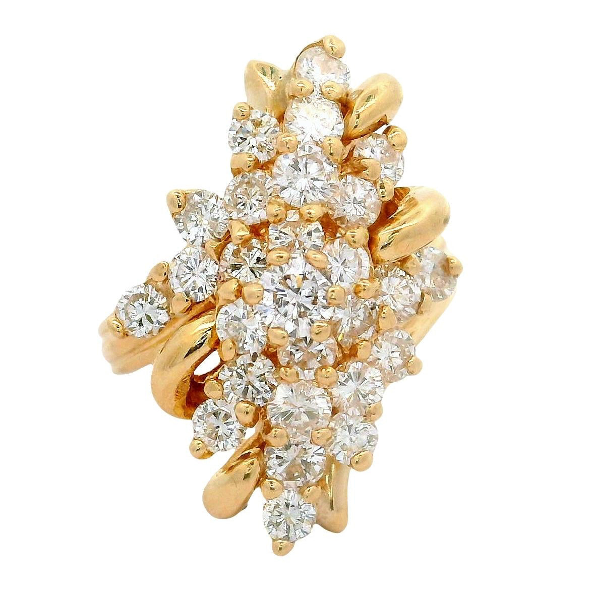 14K Yellow Gold Diamond Cluster Ring
