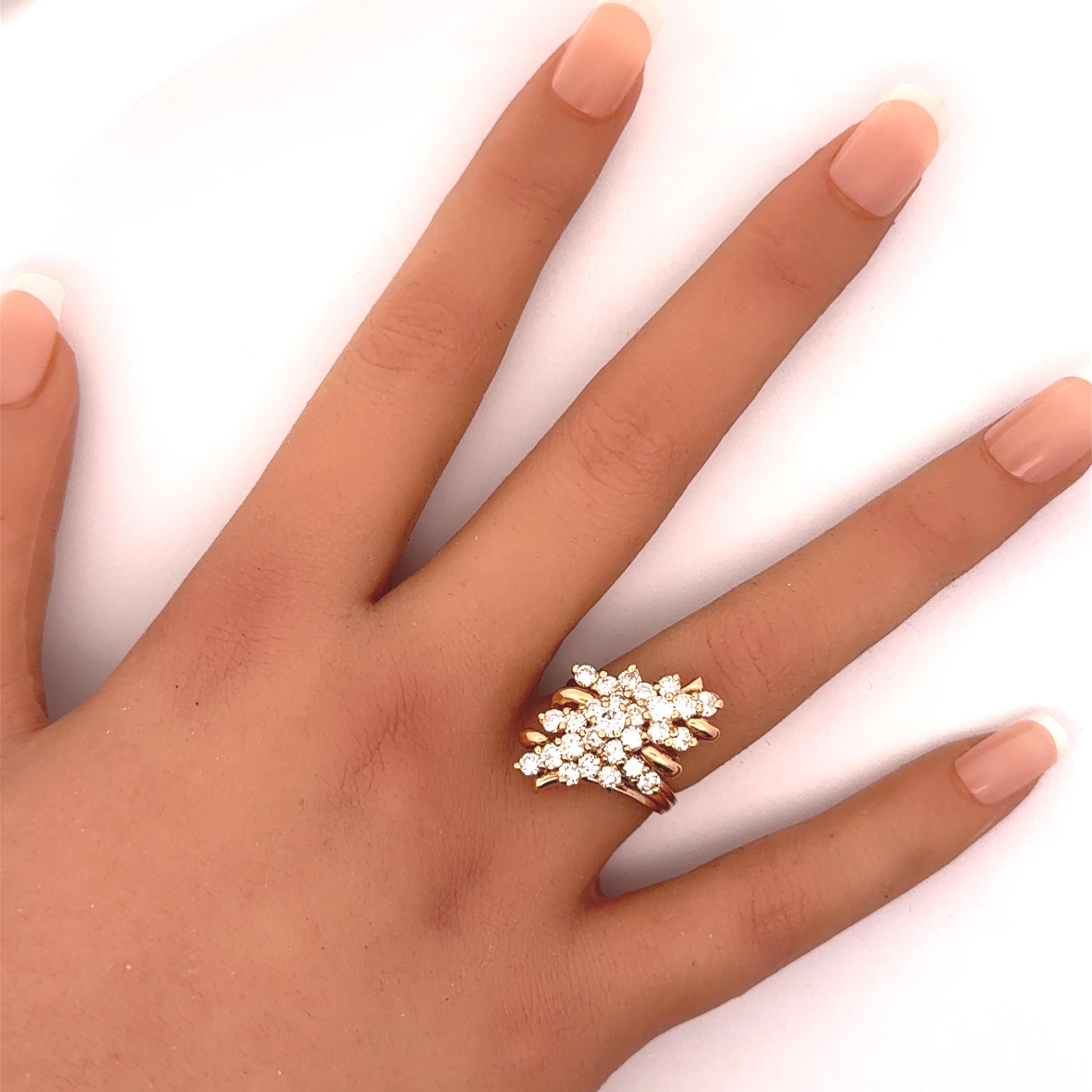 14K Yellow Gold Diamond Cluster Ring